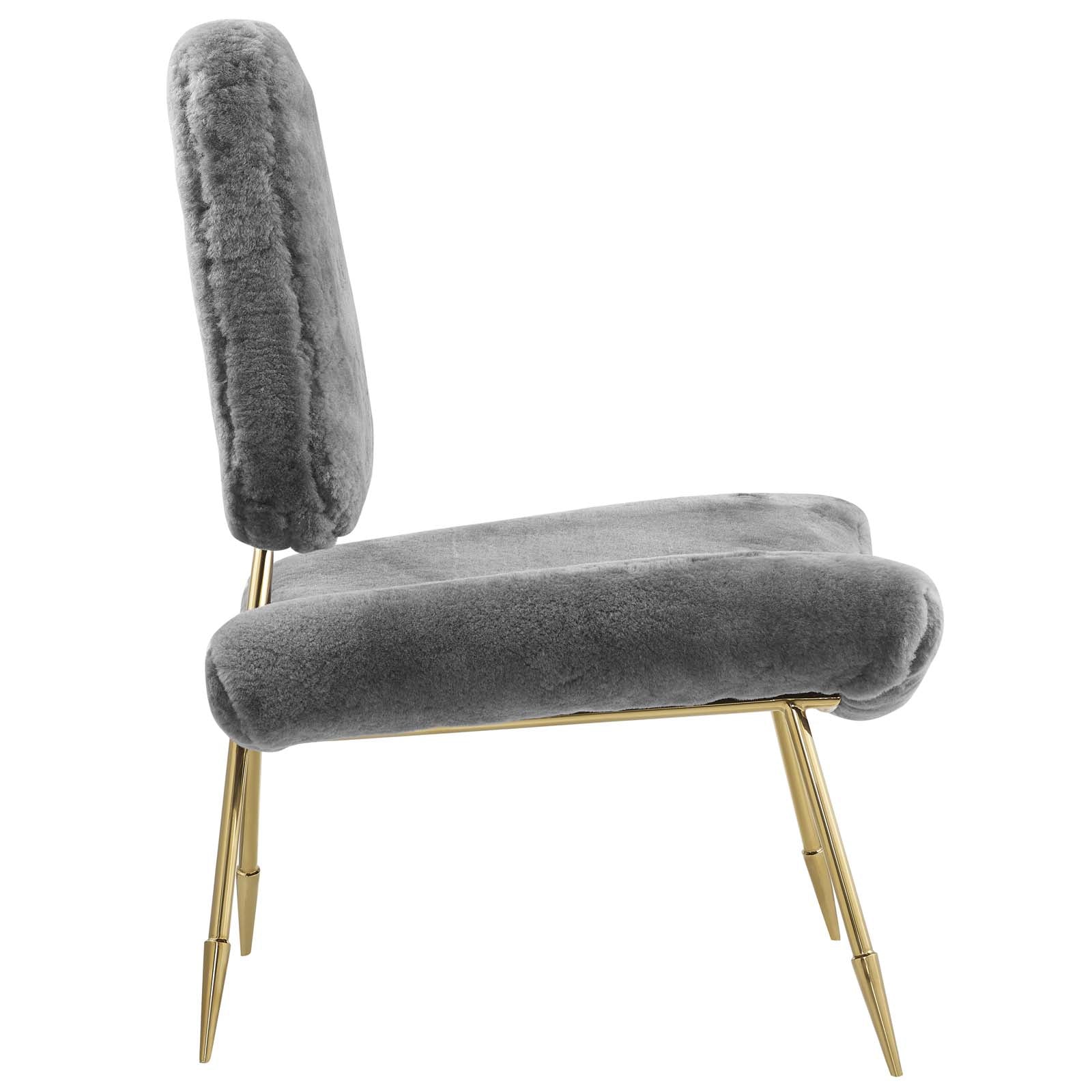 Ponder Upholstered Sheepskin Fur Lounge Chair