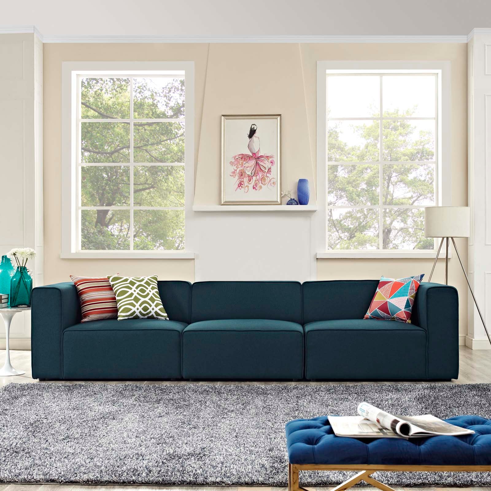 Mingle 3 Piece Upholstered Fabric Sectional Sofa Set - East Shore Modern Home Furnishings