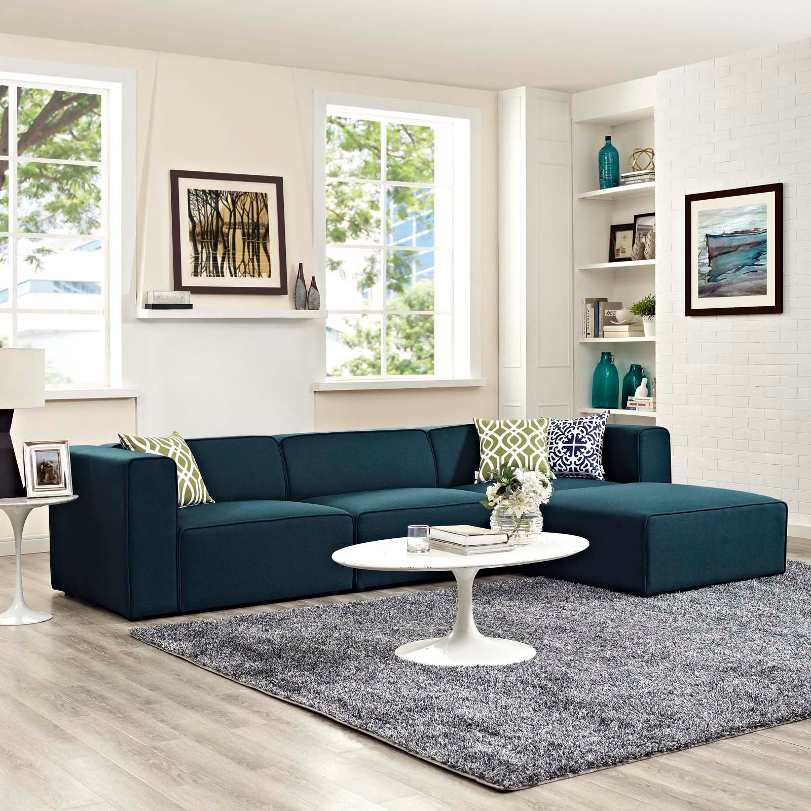 Mingle 4 Piece Upholstered Fabric Sectional Sofa Set - East Shore Modern Home Furnishings