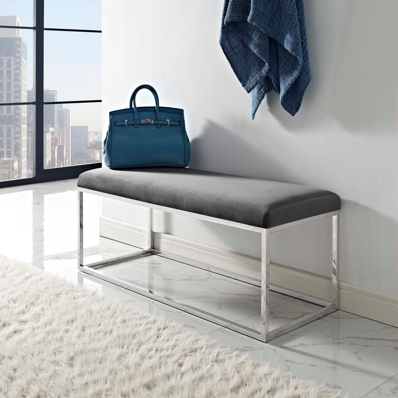 Anticipate Performance Velvet Bench - East Shore Modern Home Furnishings