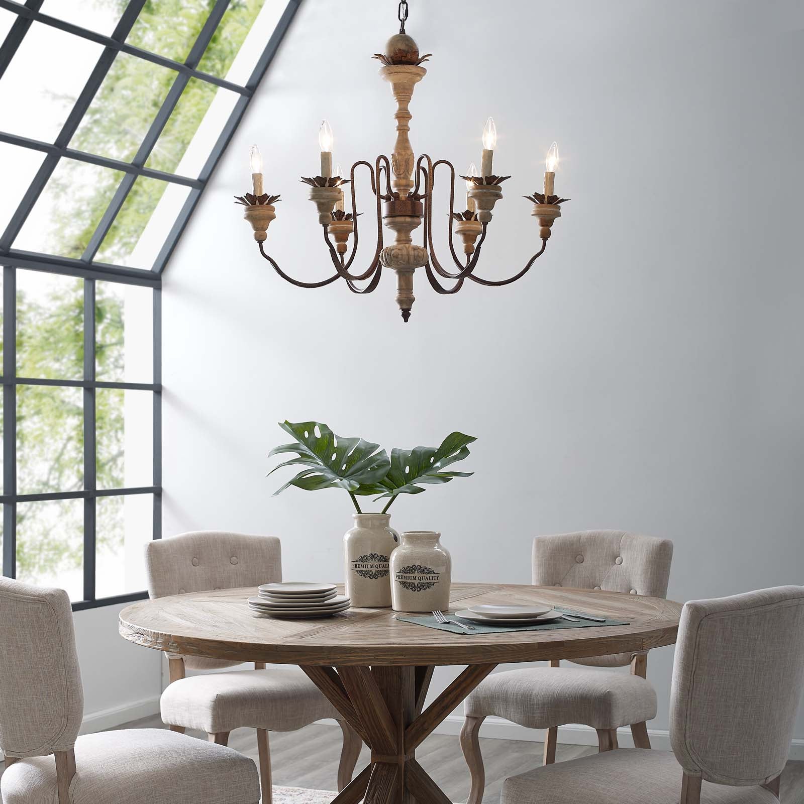 Bountiful Vintage French Pendant Ceiling Light Candelabra Chandelier - East Shore Modern Home Furnishings