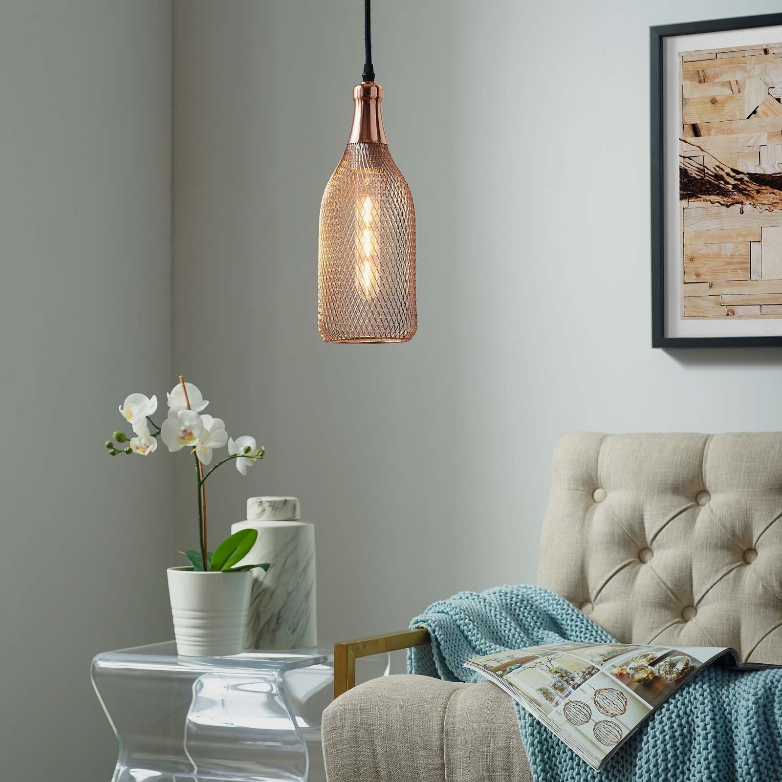 Glimmer Bottle-Shaped Rose Gold Pendant Light - East Shore Modern Home Furnishings