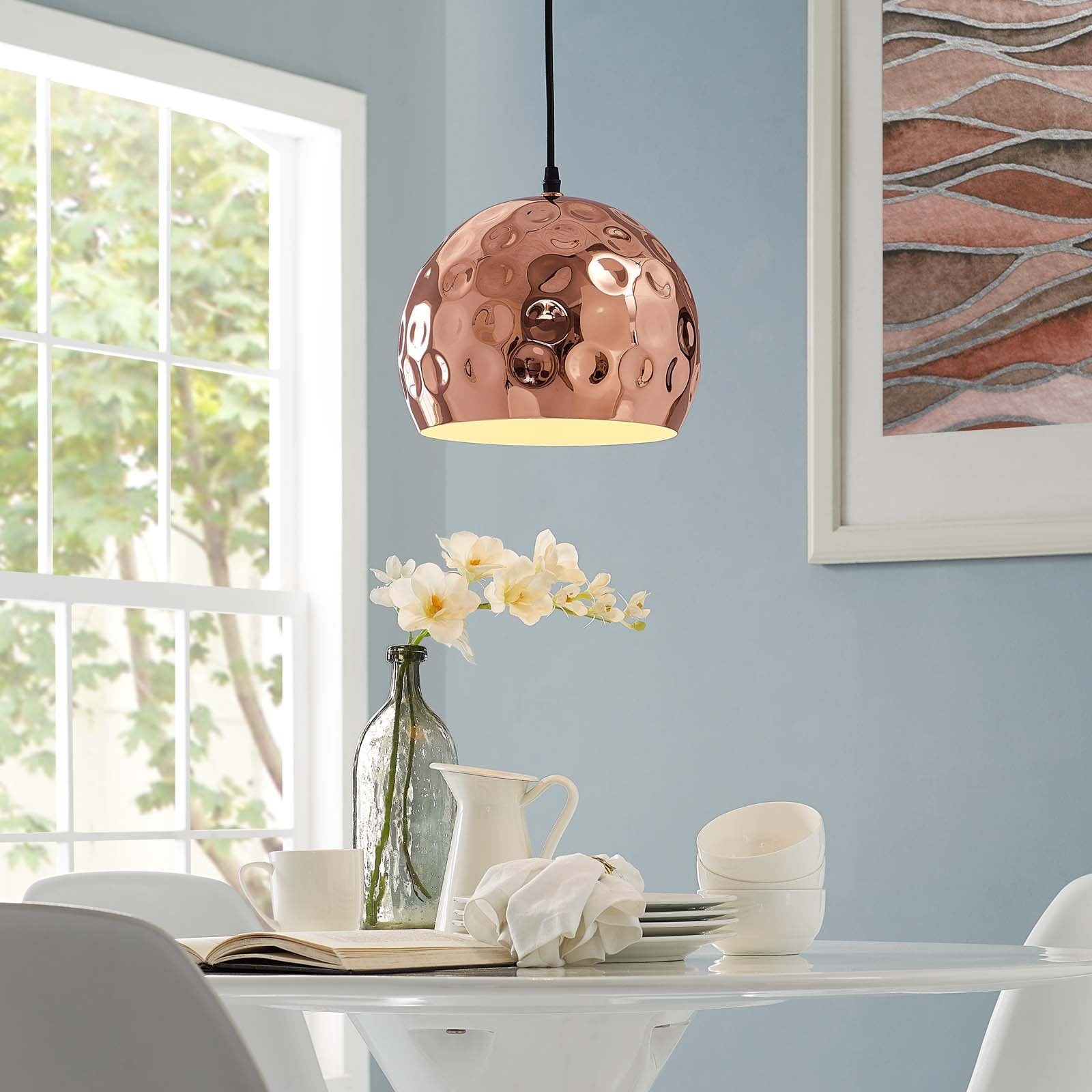Dimple 10" Half-Sphere Rose Gold Pendant Light - East Shore Modern Home Furnishings
