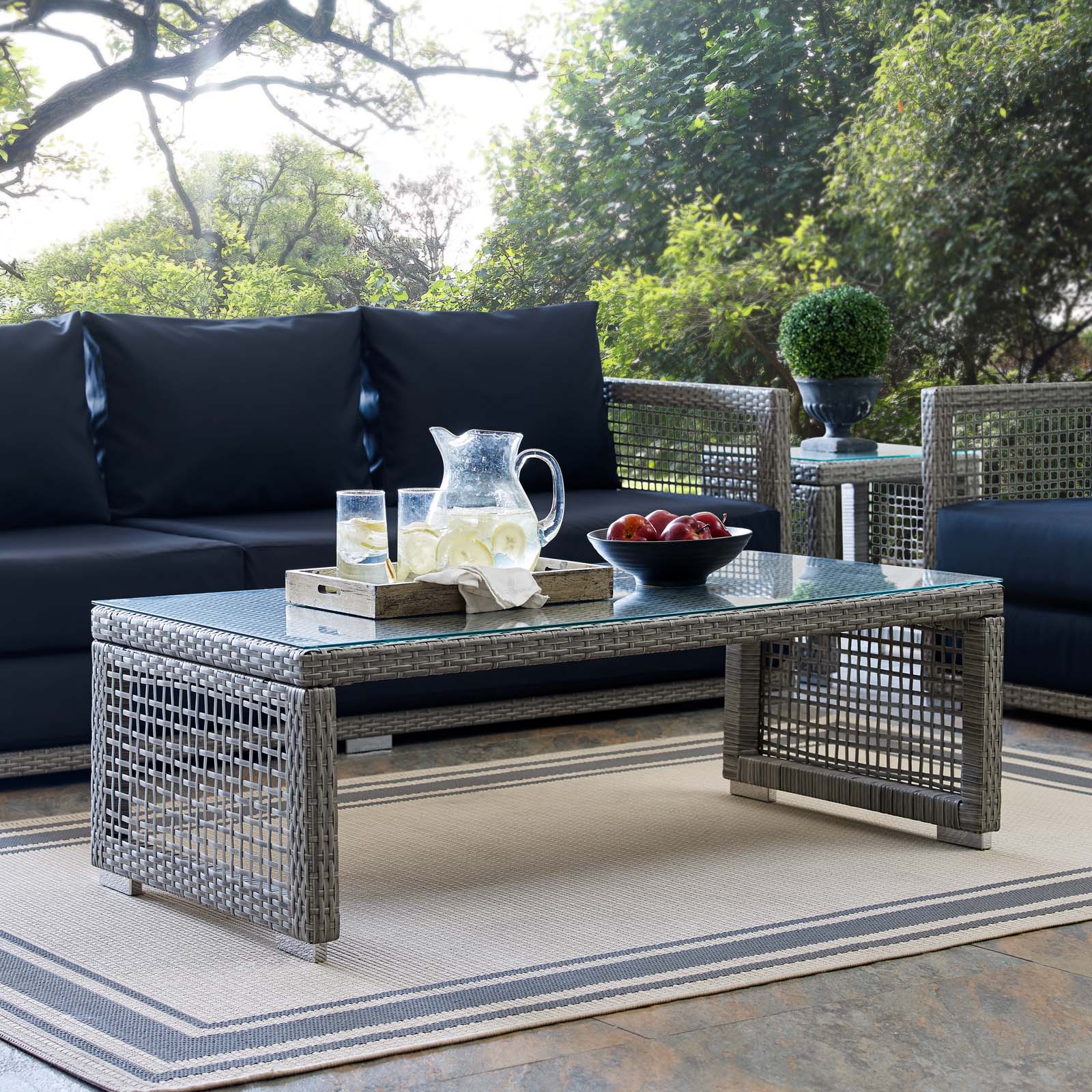 Aura Rattan Outdoor Patio Coffee Table - East Shore Modern Home Furnishings