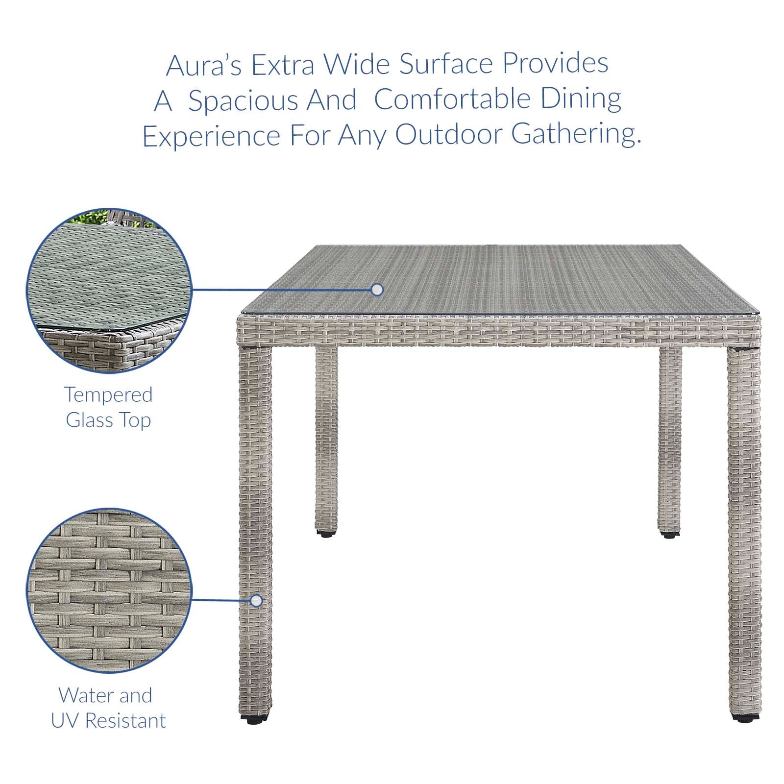 Aura 68" Outdoor Patio Wicker Rattan Dining Table - East Shore Modern Home Furnishings