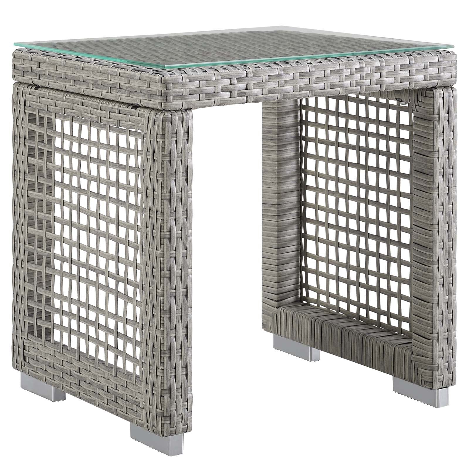 Aura Outdoor Patio Wicker Rattan Side Table - East Shore Modern Home Furnishings