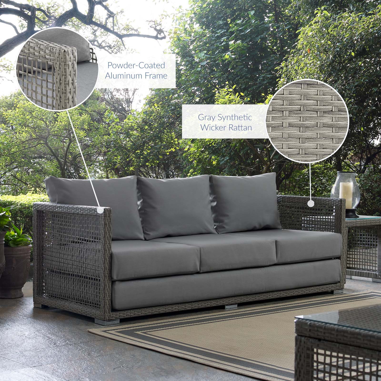 Aura Outdoor Patio Wicker Rattan Sofa - East Shore Modern Home Furnishings