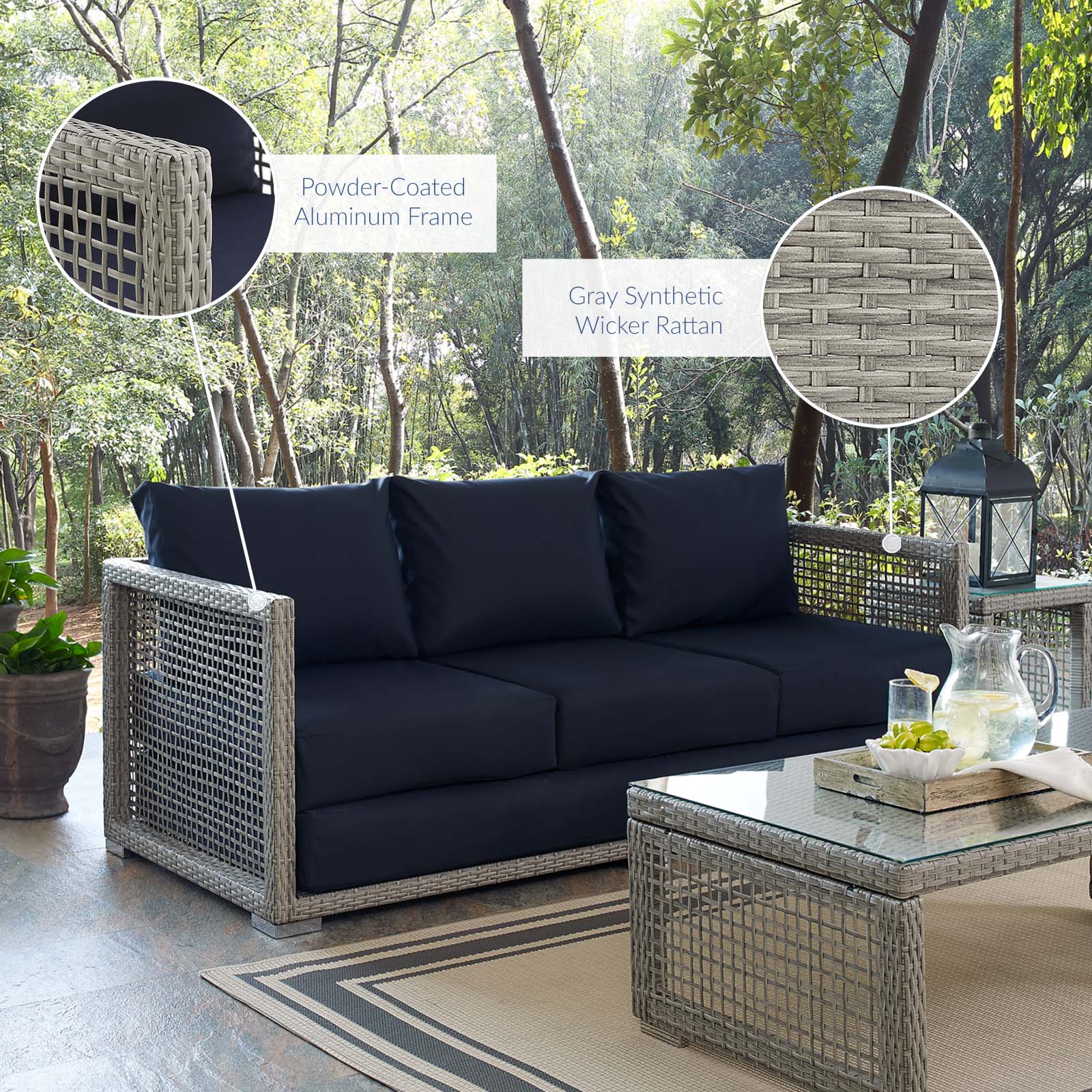 Aura Outdoor Patio Wicker Rattan Sofa - East Shore Modern Home Furnishings