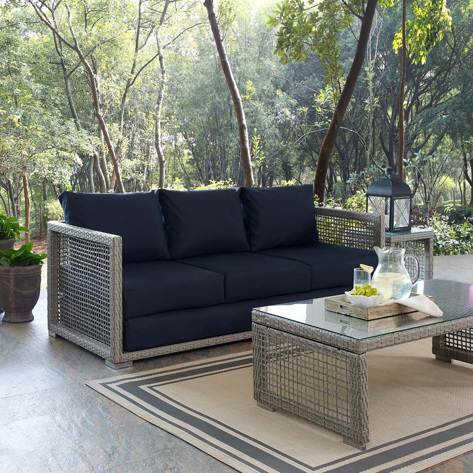 Aura Outdoor Patio Wicker Rattan Sofa - East Shore Modern Home Furnishings