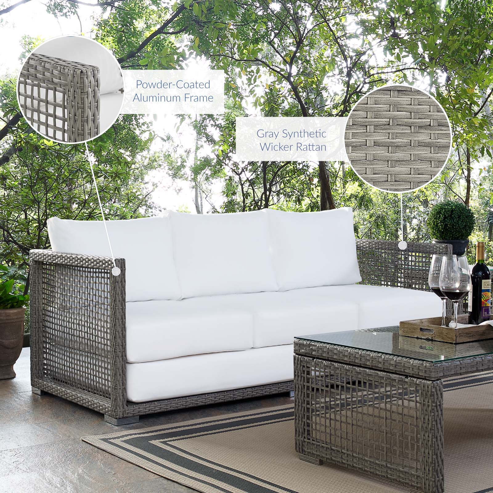 Aura Outdoor Patio Wicker Rattan Sofa - East Shore Modern Home Furnishings