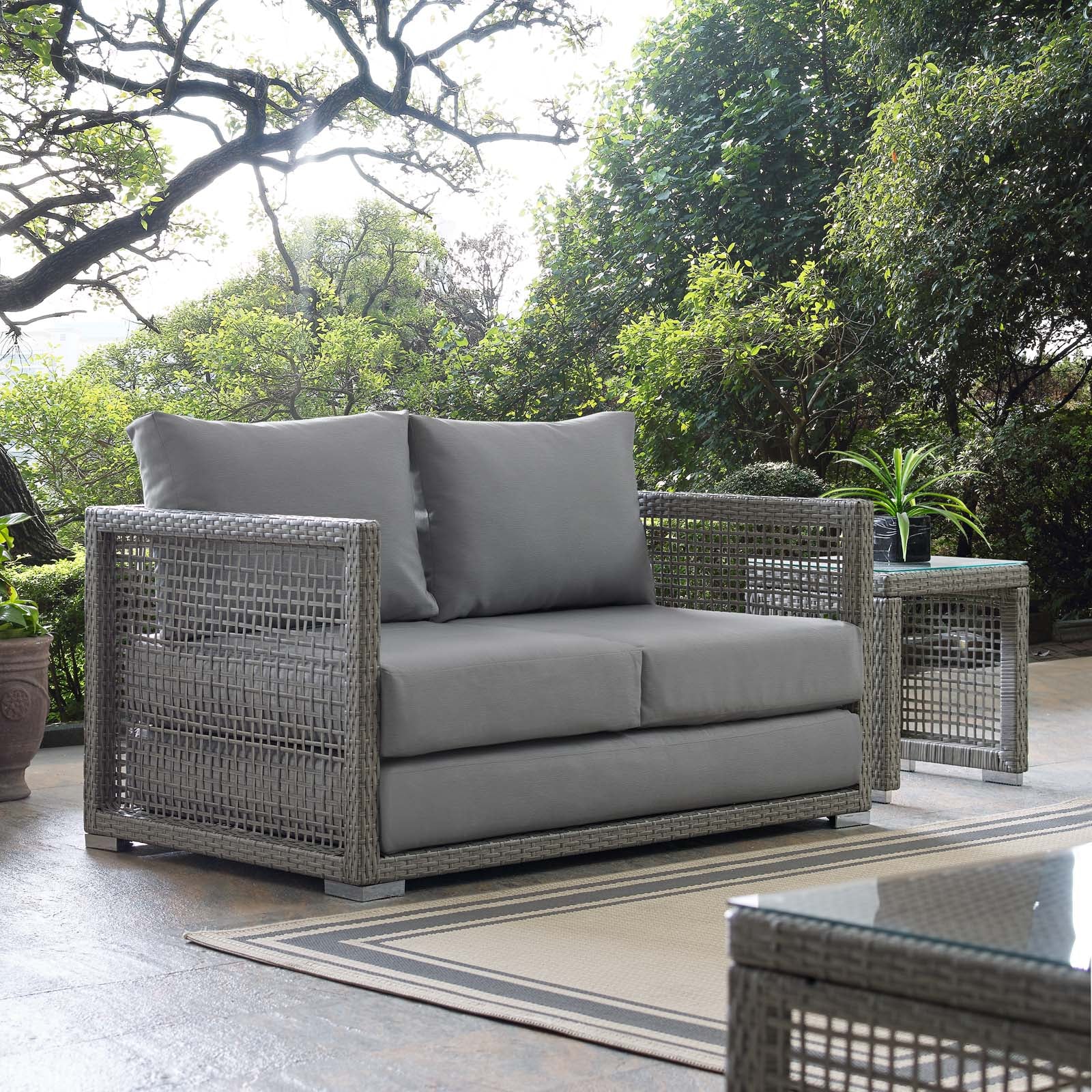 Aura Outdoor Patio Wicker Rattan Loveseat - East Shore Modern Home Furnishings