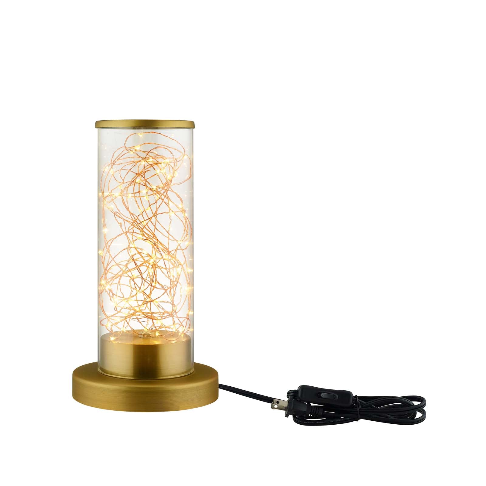 Adore Cylindrical-Shaped Clear Glass And Brass Table Lamp - East Shore Modern Home Furnishings