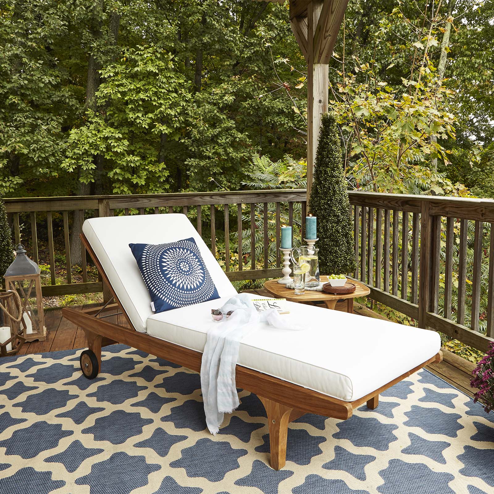 Saratoga Outdoor Patio Teak Chaise Lounge