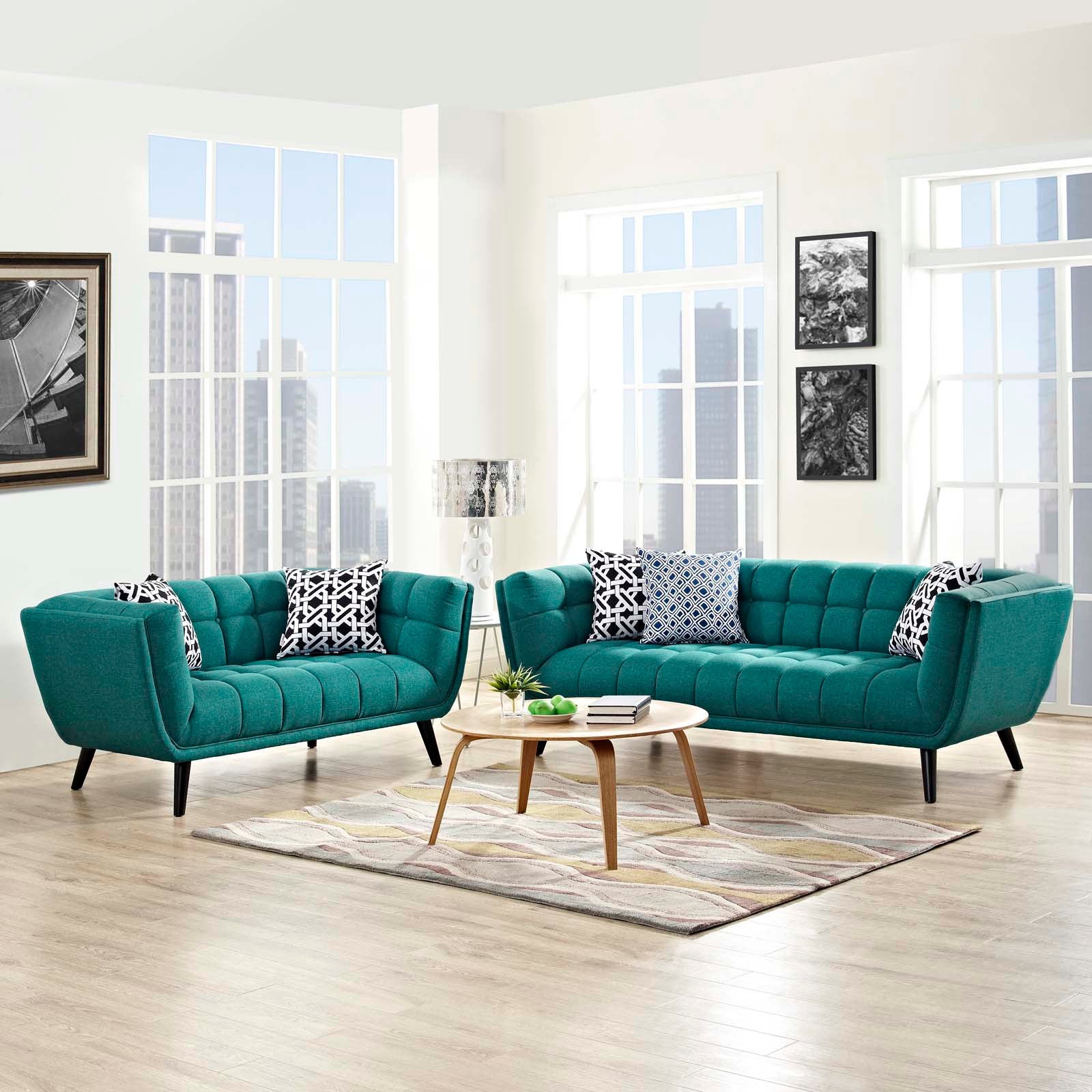 Bestow 2 Piece Upholstered Fabric Sofa and Loveseat Set - East Shore Modern Home Furnishings