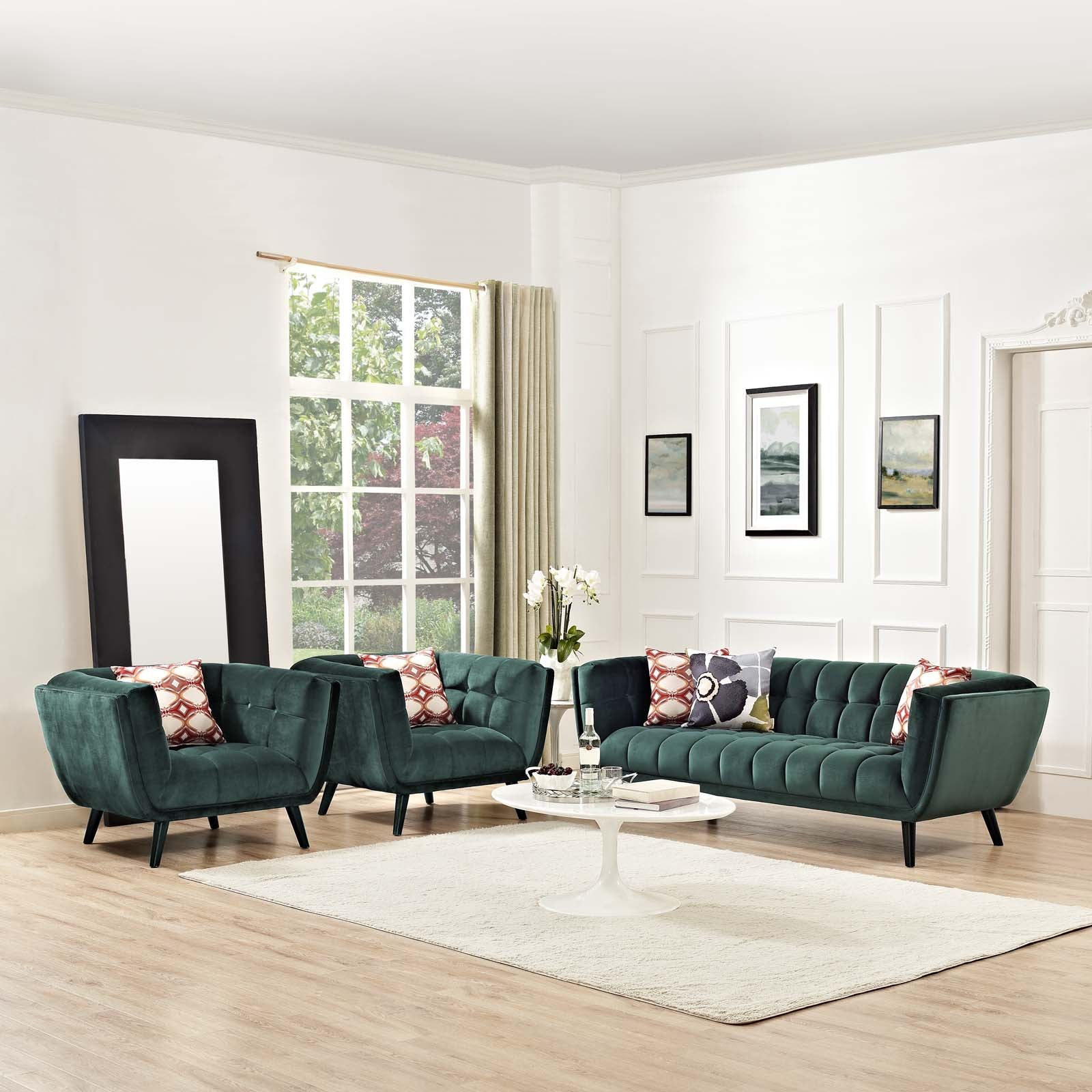 Bestow 3 Piece Performance Velvet Sofa and Armchair Set - East Shore Modern Home Furnishings