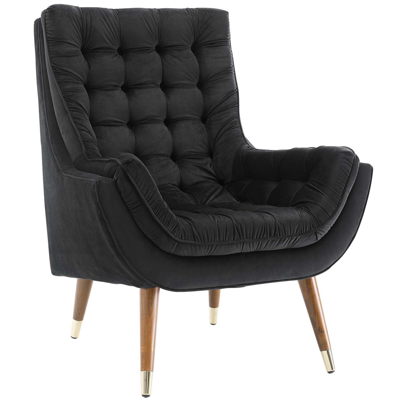 Suggest Button Tufted Performance Velvet Lounge Chair - East Shore Modern Home Furnishings