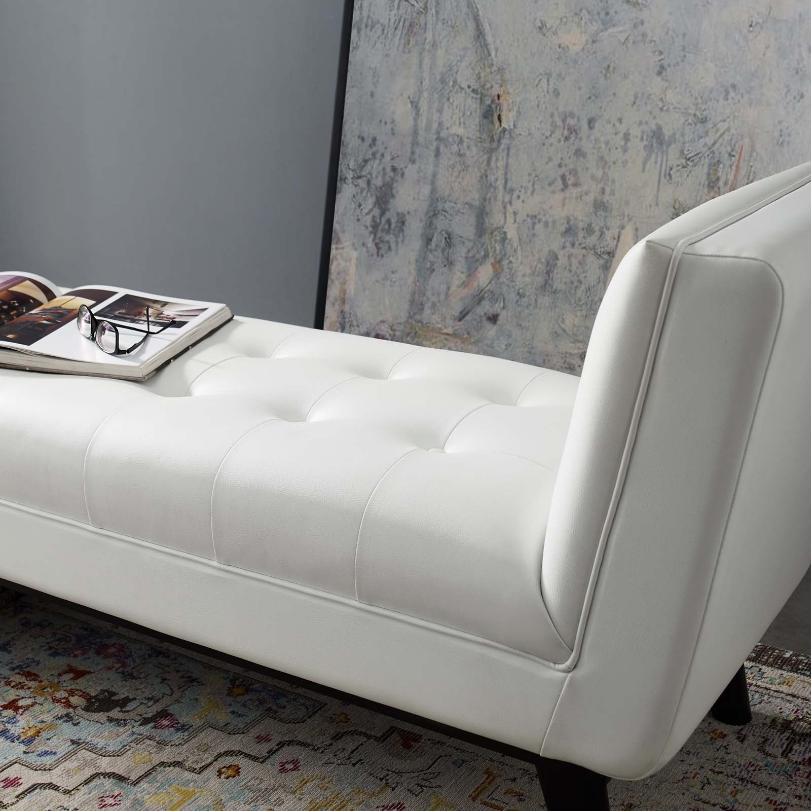 Haven Tufted Button Faux Leather Accent Bench - East Shore Modern Home Furnishings