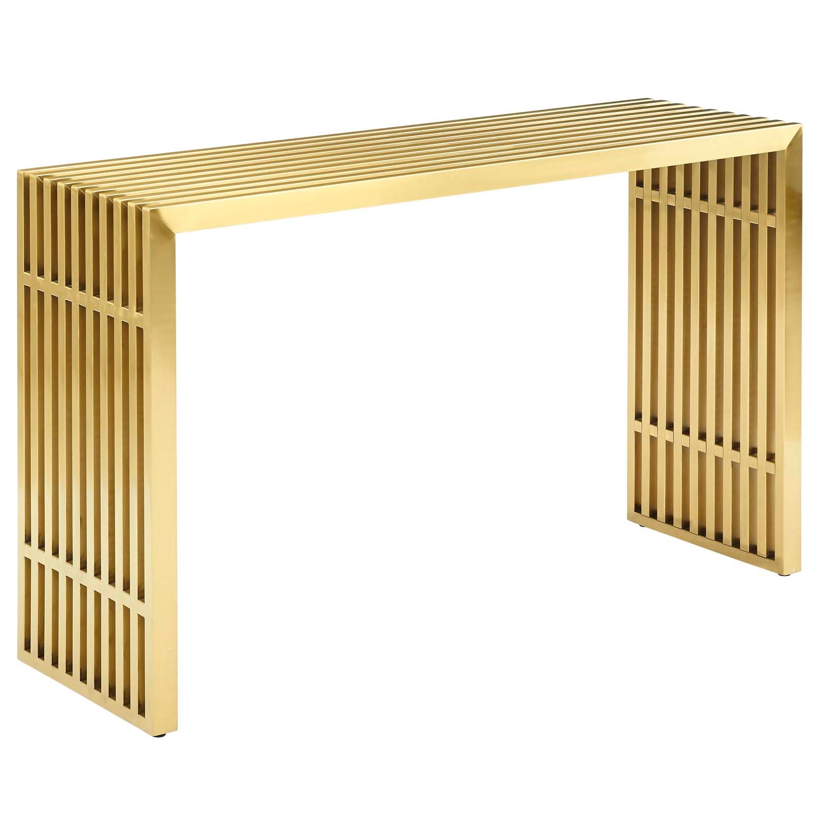 Gridiron Stainless Steel Console Table - East Shore Modern Home Furnishings