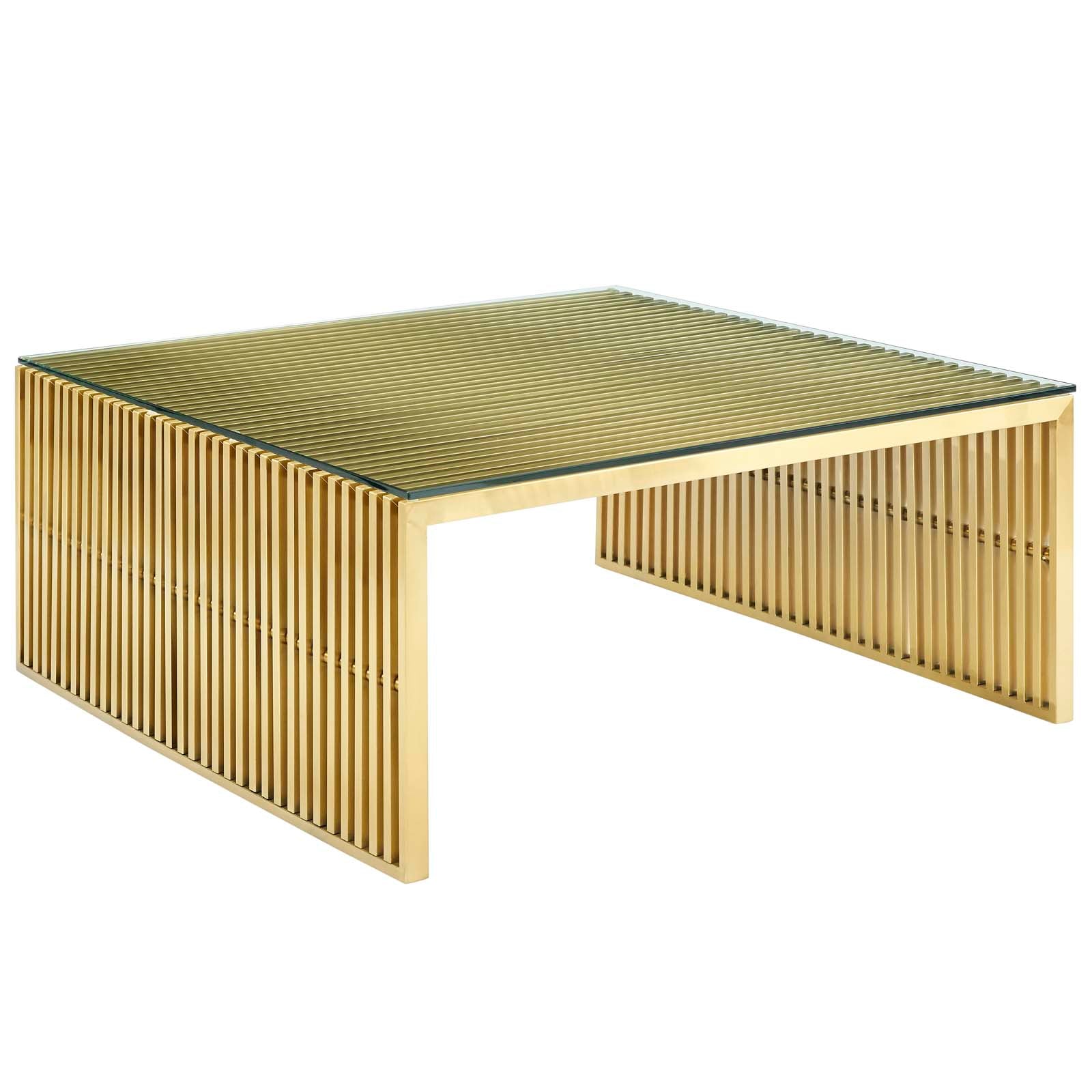 Gridiron Stainless Steel Coffee Table - East Shore Modern Home Furnishings