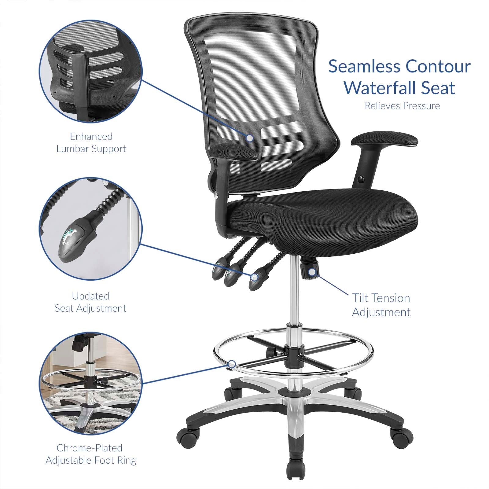 Calibrate Mesh Drafting Chair - East Shore Modern Home Furnishings