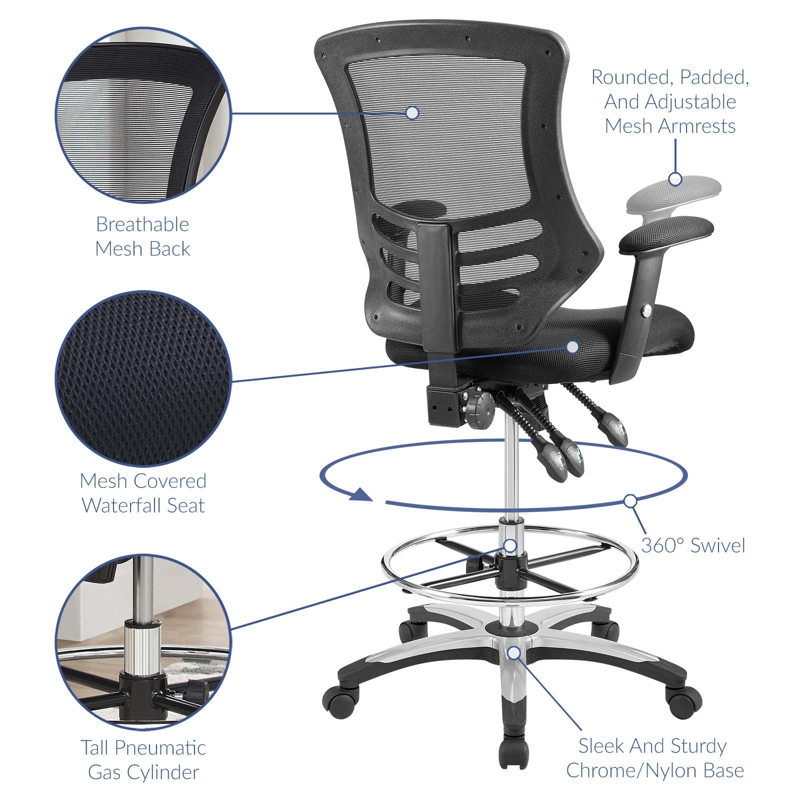 Calibrate Mesh Drafting Chair - East Shore Modern Home Furnishings