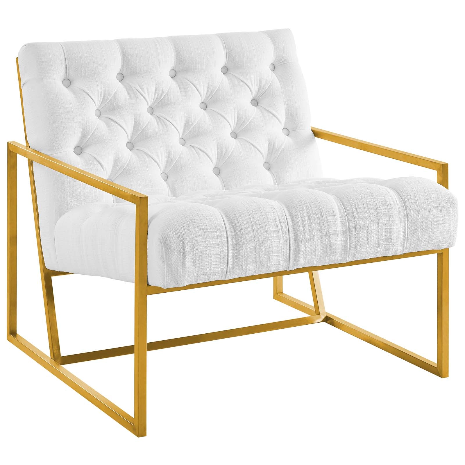 Bequest Gold Stainless Steel Upholstered Fabric Accent Chair