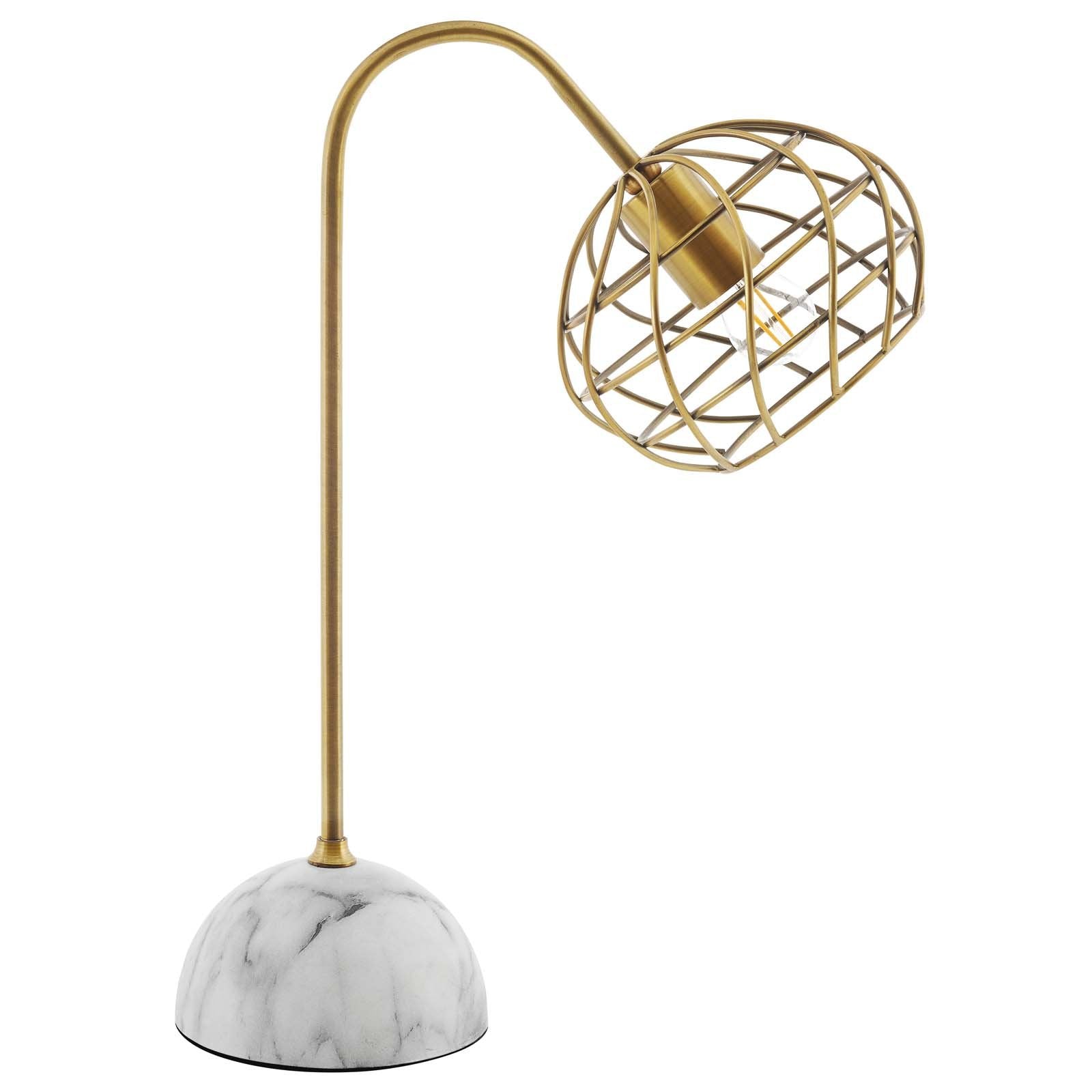Salient Brass and Faux White Marble Table Lamp - East Shore Modern Home Furnishings