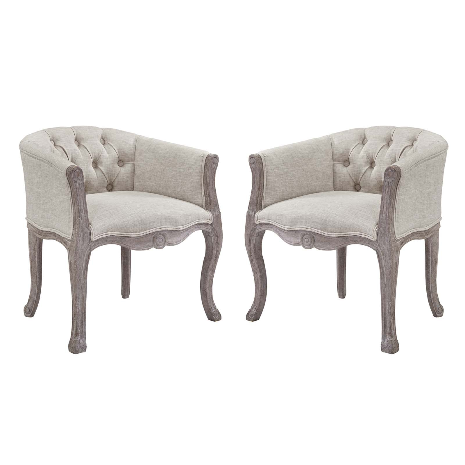 Crown Vintage French Upholstered Fabric Dining Armchair Set of 2 - East Shore Modern Home Furnishings