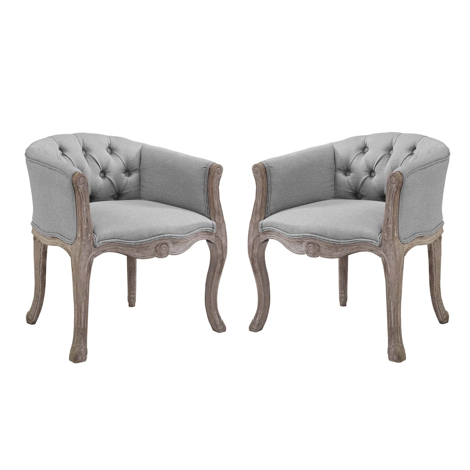 Crown Vintage French Upholstered Fabric Dining Armchair Set of 2 - East Shore Modern Home Furnishings