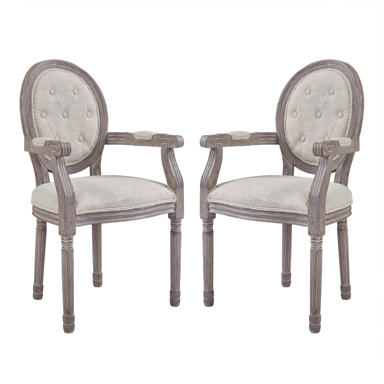 Arise Vintage French Upholstered Fabric Dining Armchair Set of 2 - East Shore Modern Home Furnishings