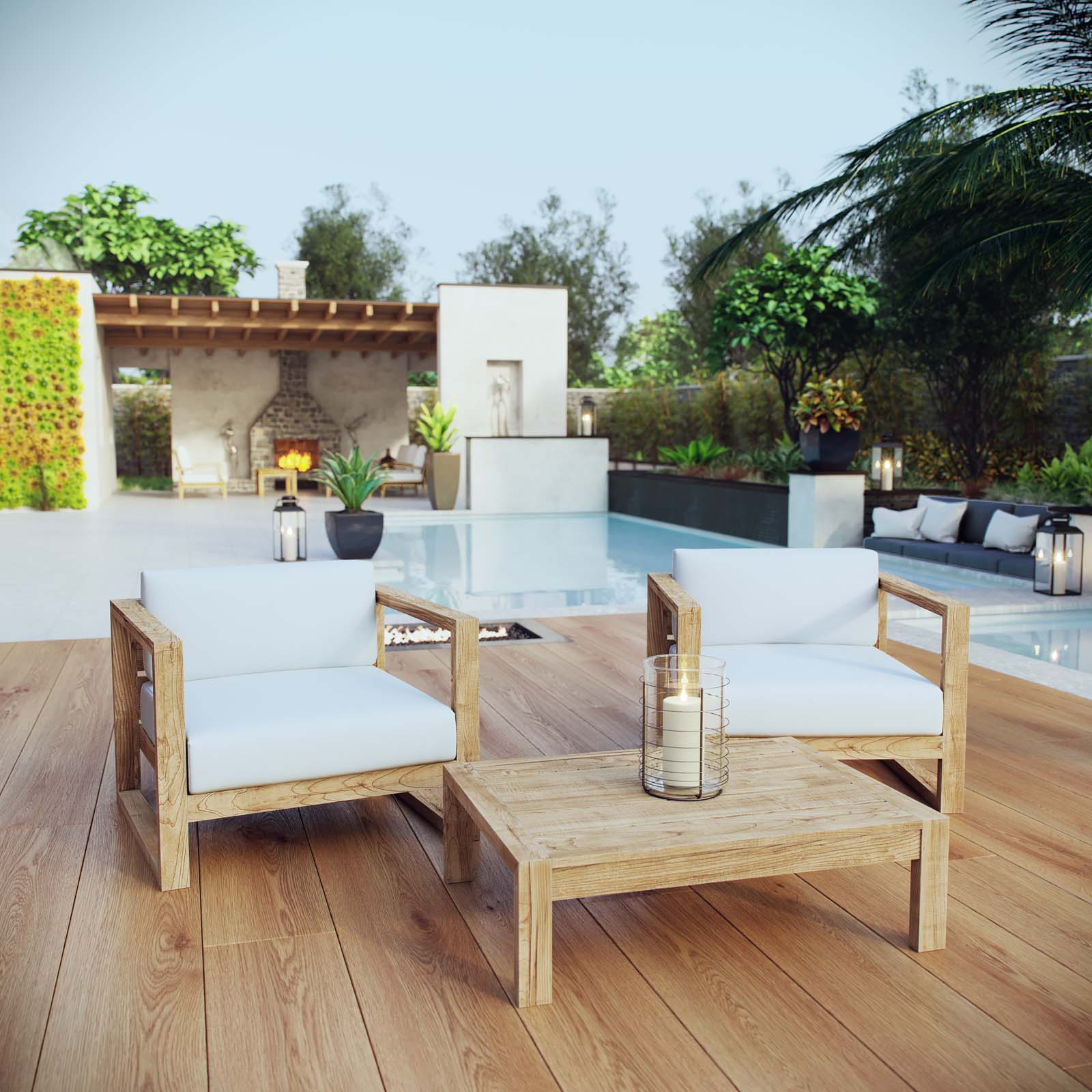 Upland 3 Piece Outdoor Patio Teak Set - East Shore Modern Home Furnishings