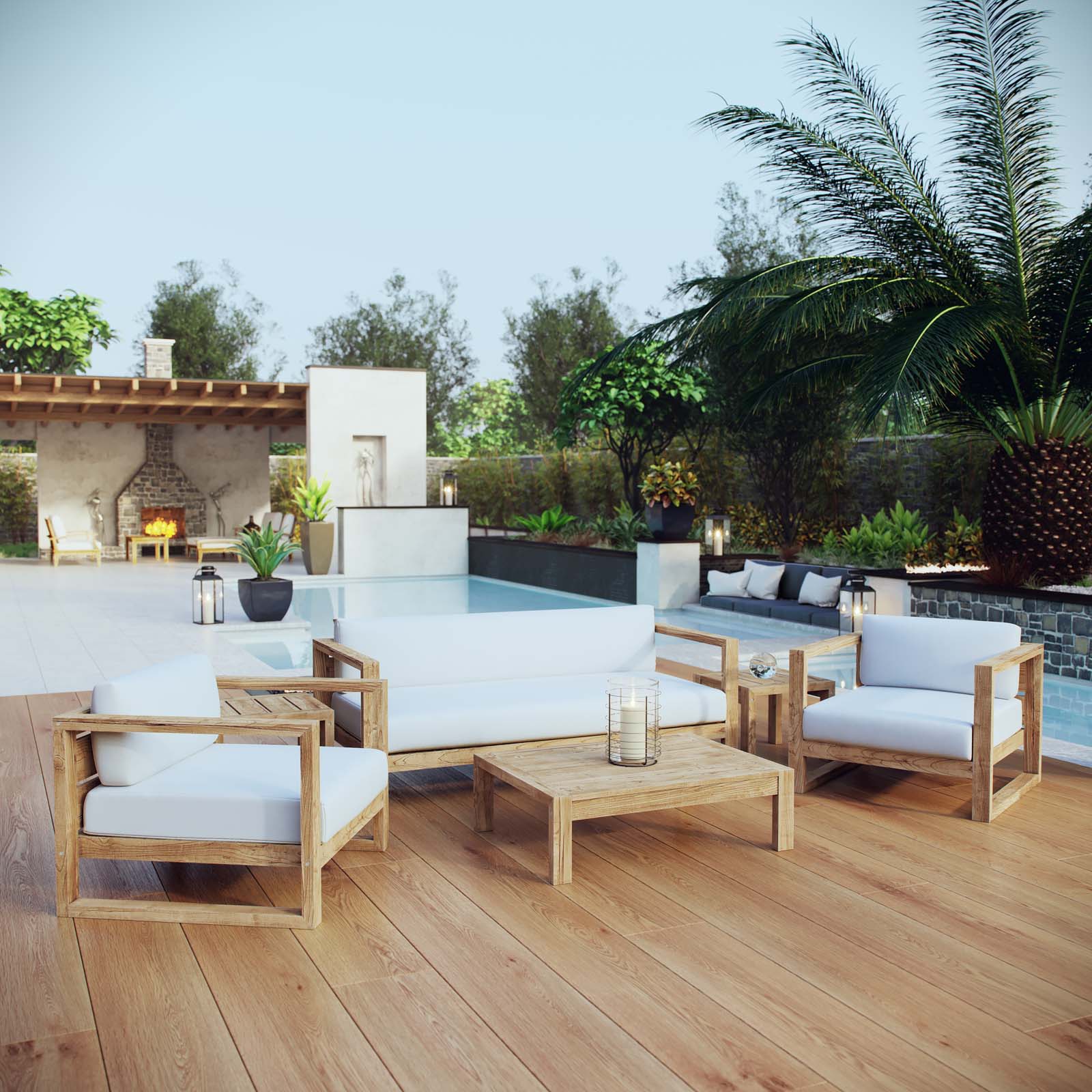 Upland 6 Piece Outdoor Patio Teak Set - East Shore Modern Home Furnishings