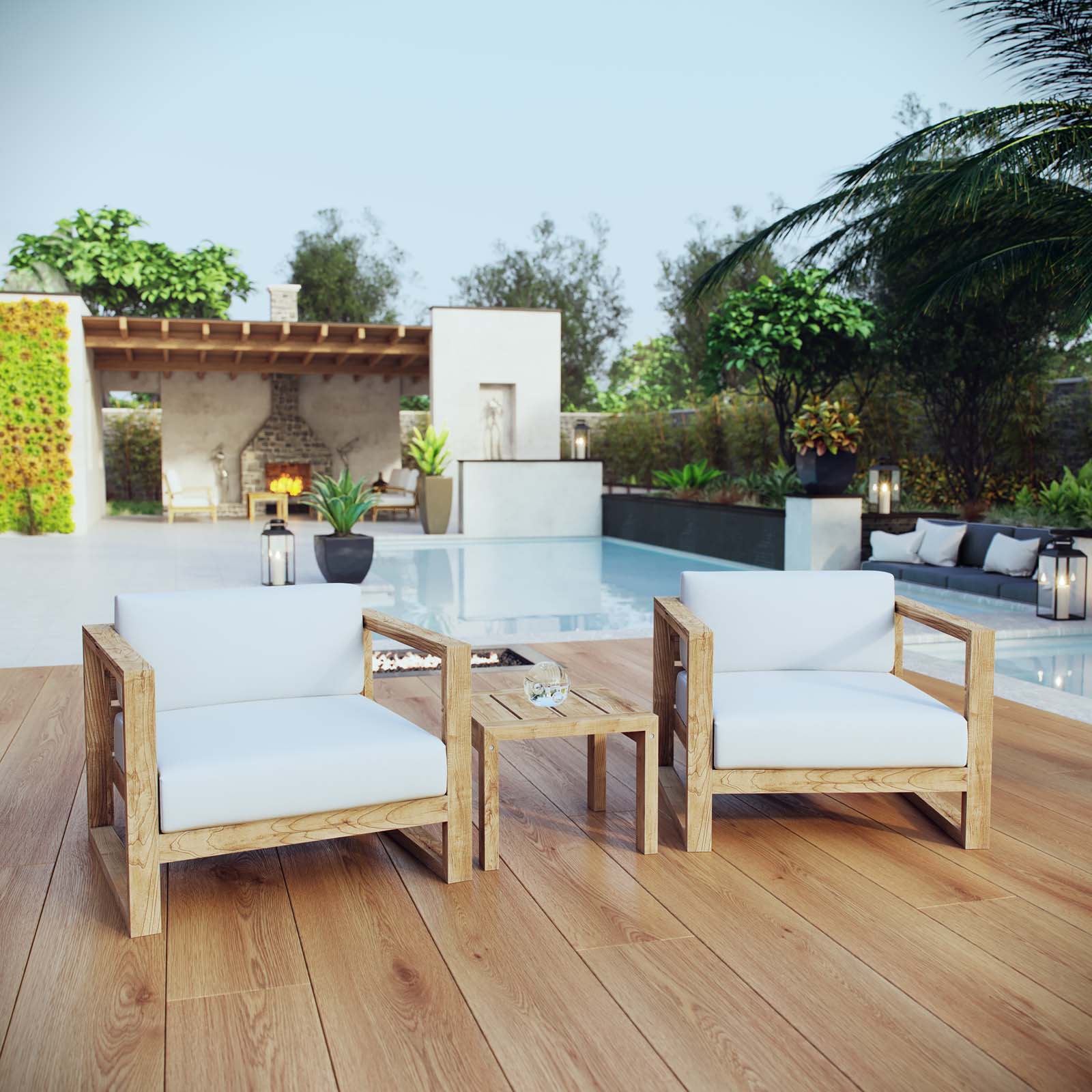 Upland 3 Piece Outdoor Patio Teak Set - East Shore Modern Home Furnishings