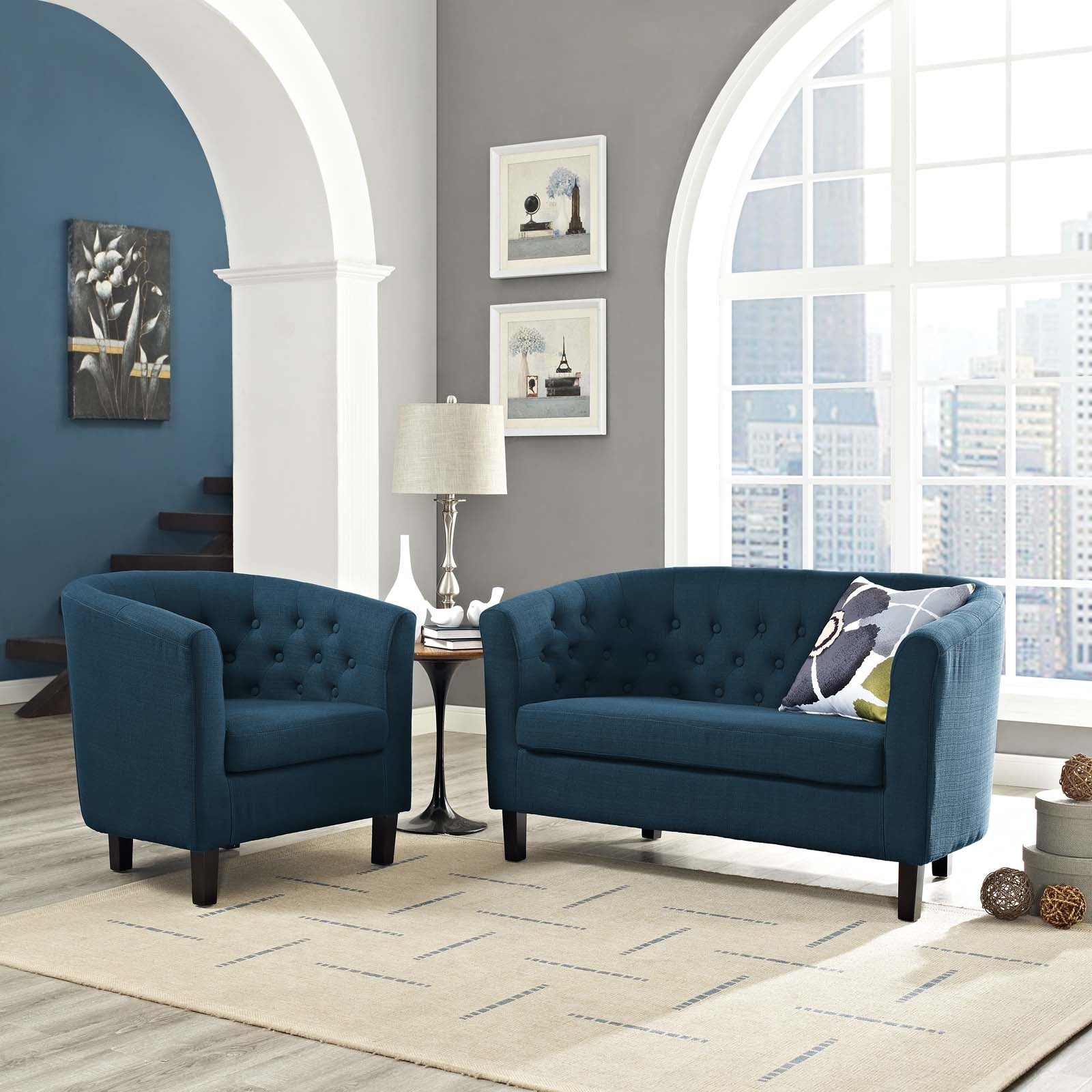 Prospect 2 Piece Upholstered Fabric Loveseat and Armchair Set - East Shore Modern Home Furnishings