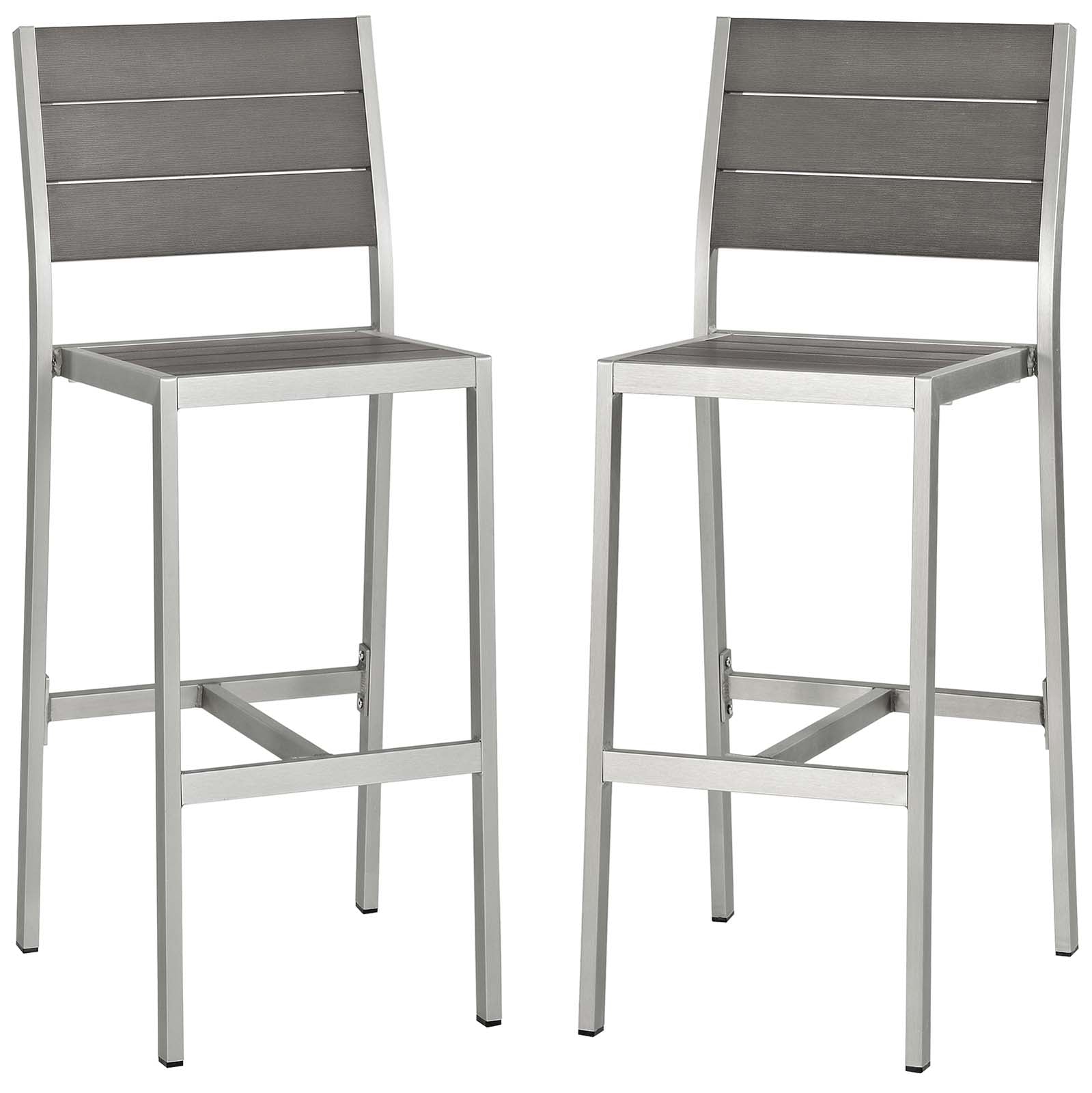 Shore Armless Bar Stool Outdoor Patio Aluminum Set of 2 - East Shore Modern Home Furnishings