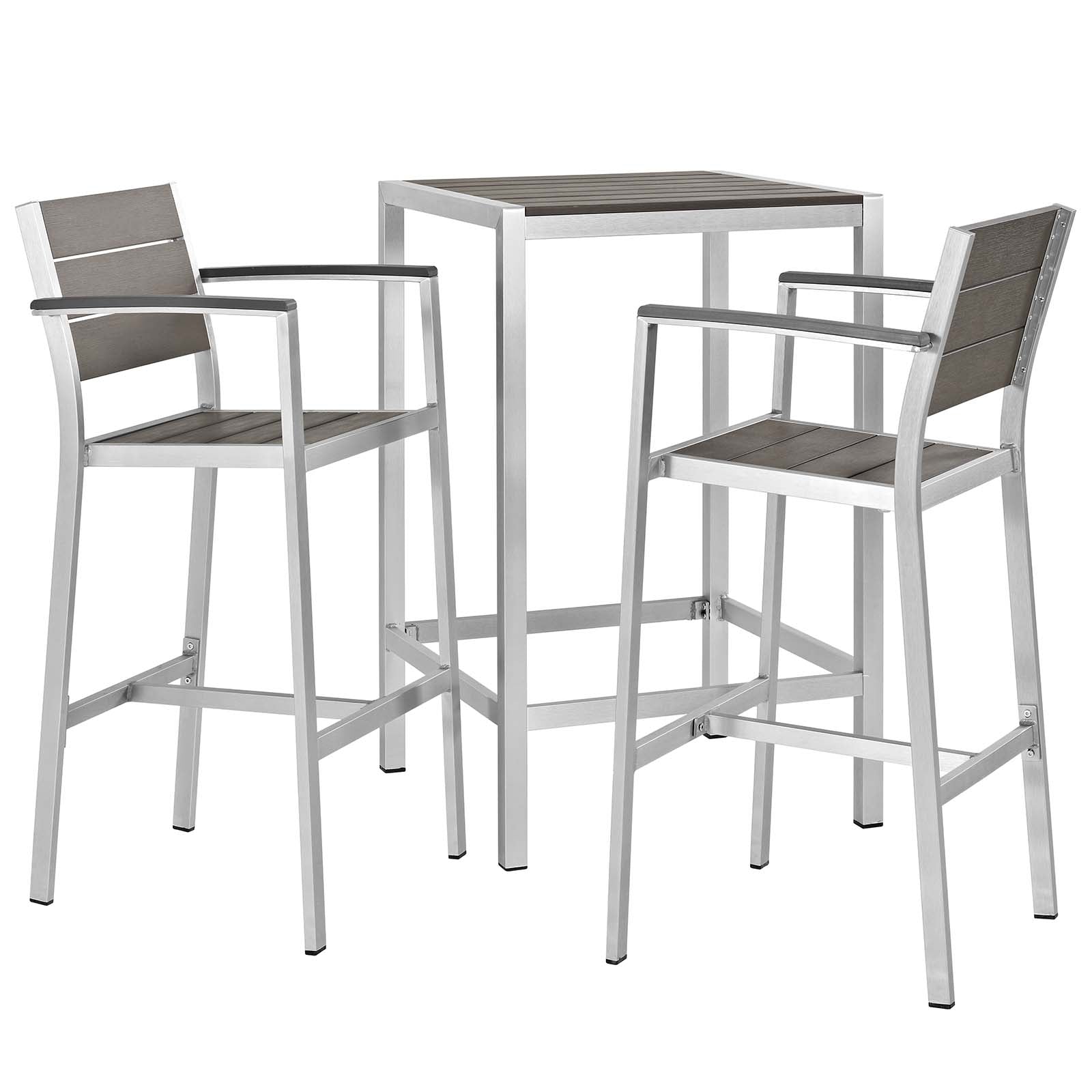 Shore 3 Piece Outdoor Patio Aluminum Outdoor Pub Set - East Shore Modern Home Furnishings