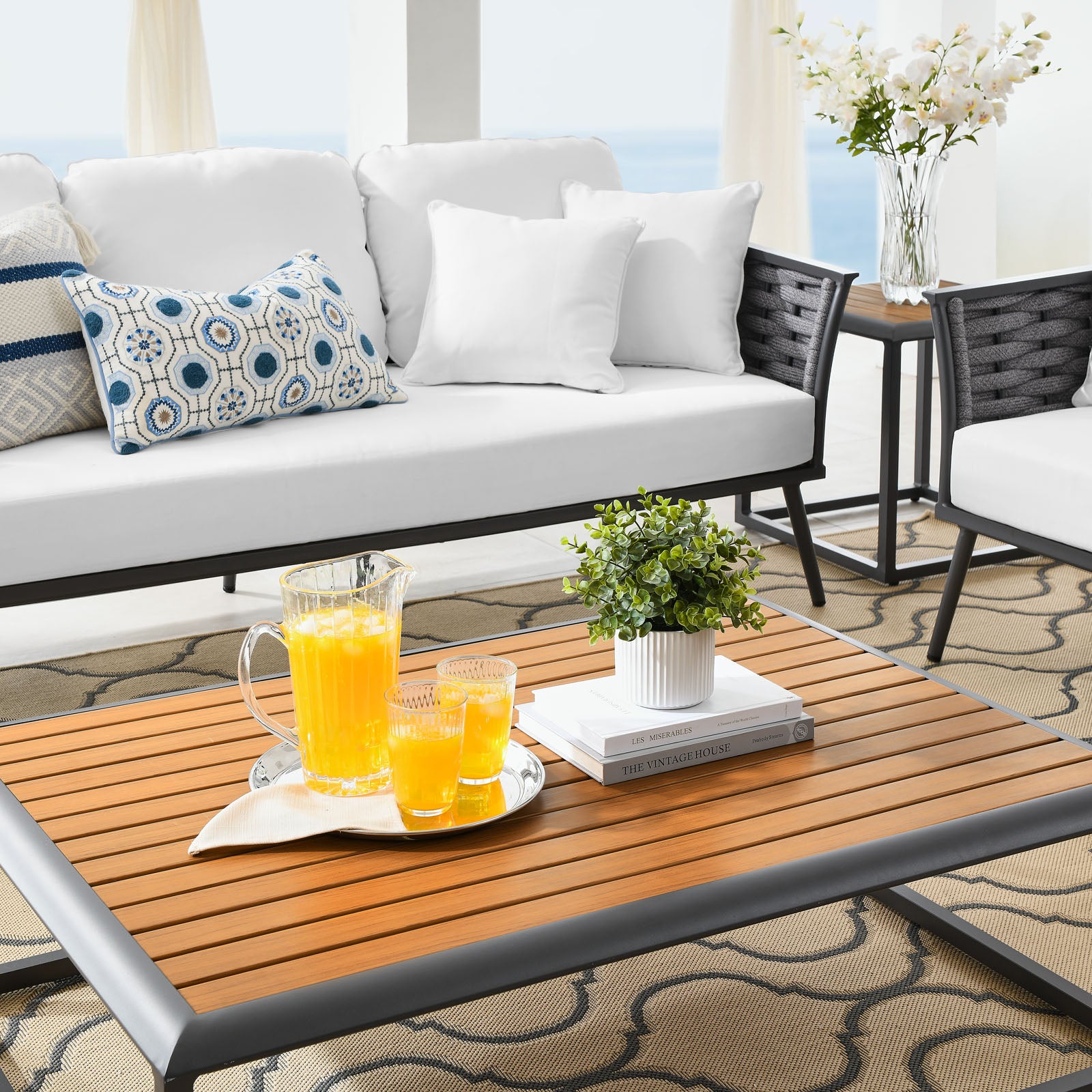 Stance 6 Piece Outdoor Patio Aluminum Sectional Sofa Set