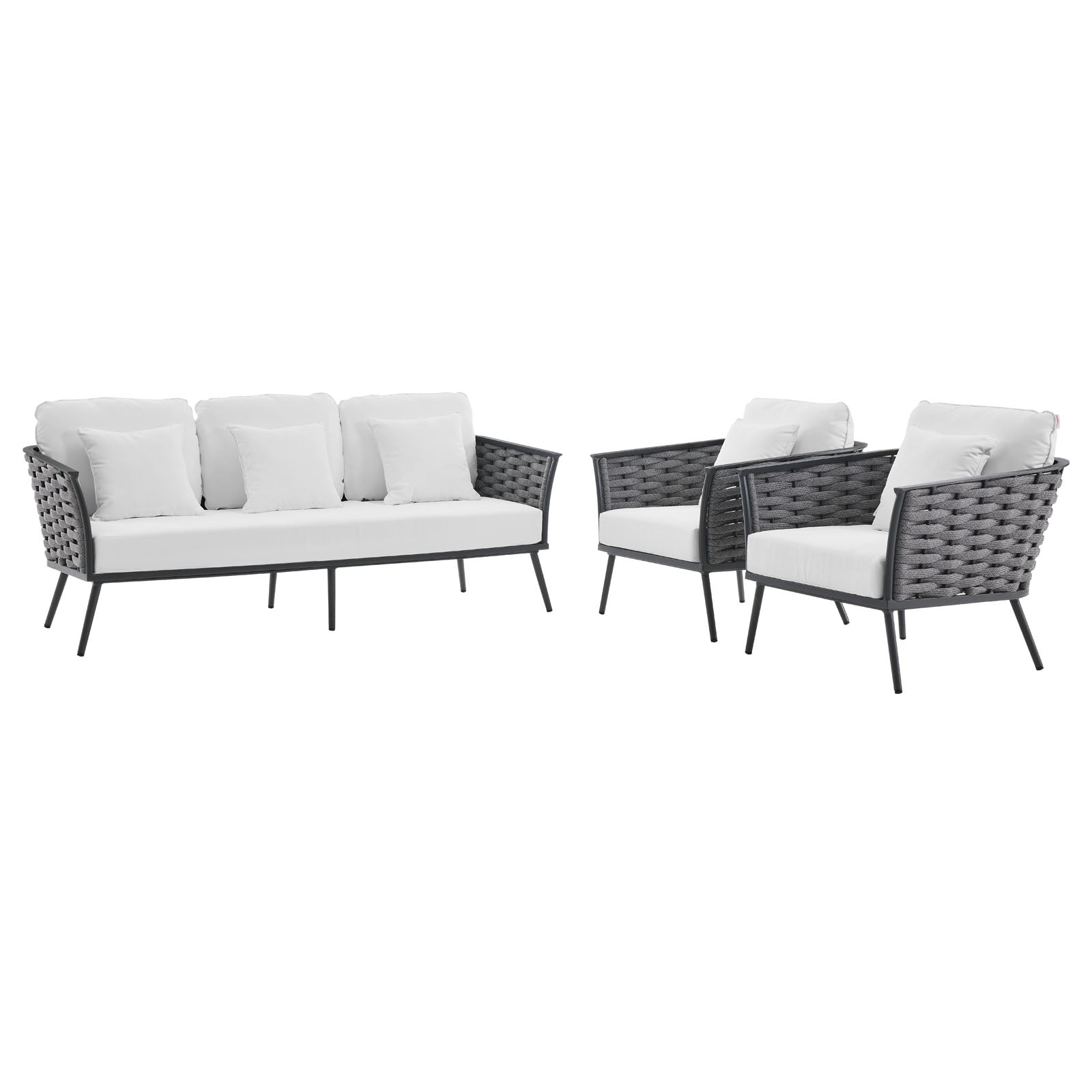 Stance 3 Piece Outdoor Patio Aluminum Sectional Sofa Set - East Shore Modern Home Furnishings