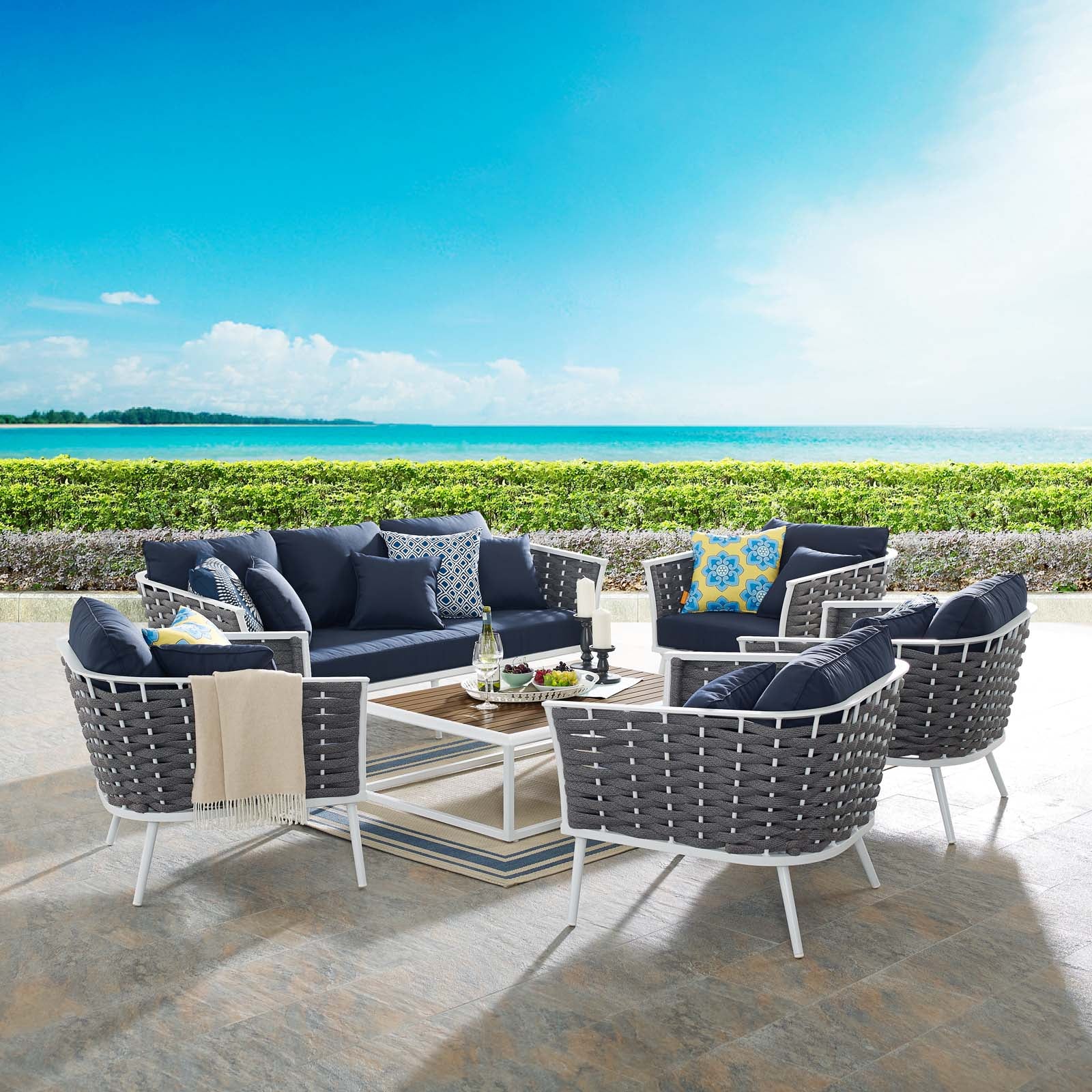 Stance 6 Piece Outdoor Patio Aluminum Sectional Sofa Set