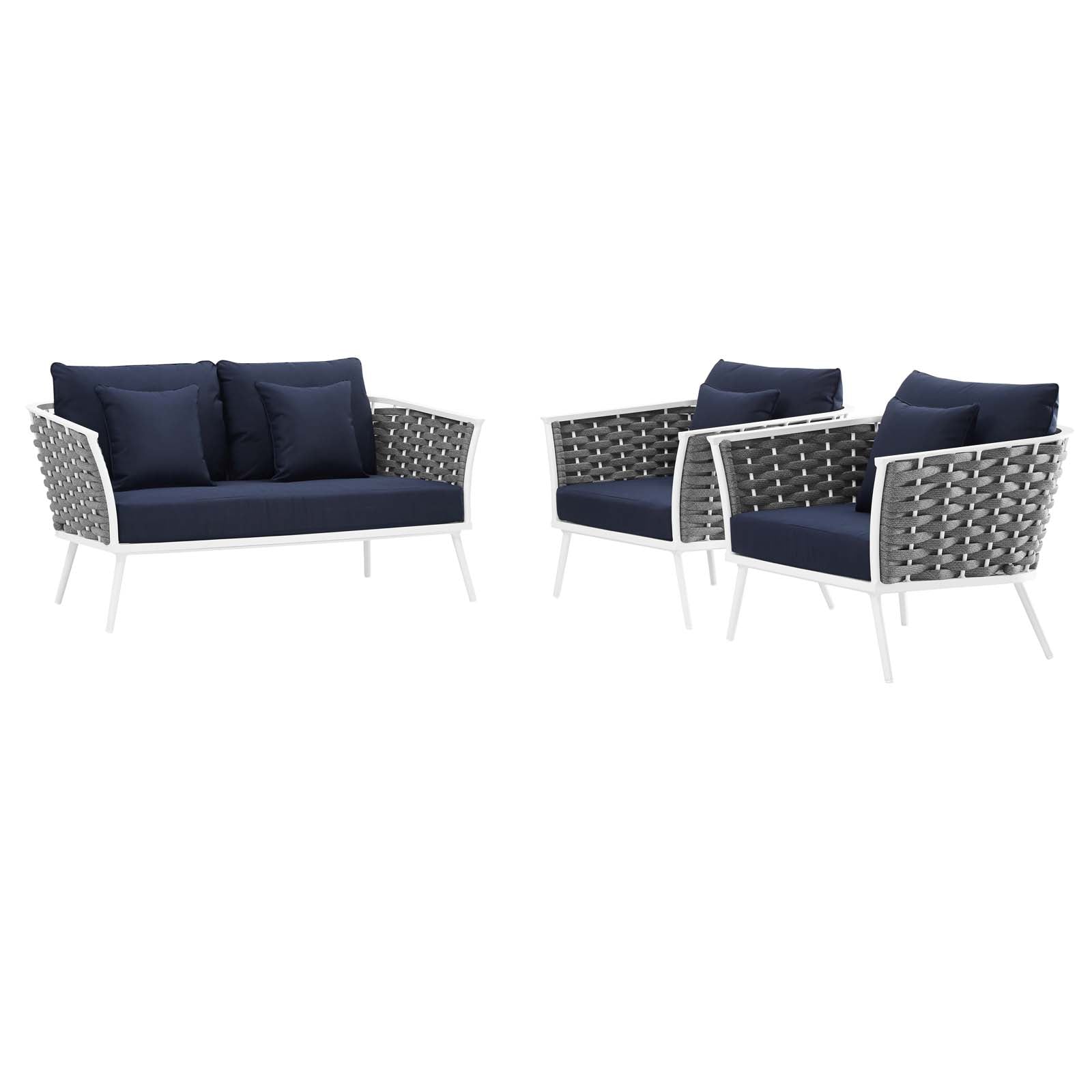 Stance 3 Piece Outdoor Patio Aluminum Sectional Sofa Set - East Shore Modern Home Furnishings