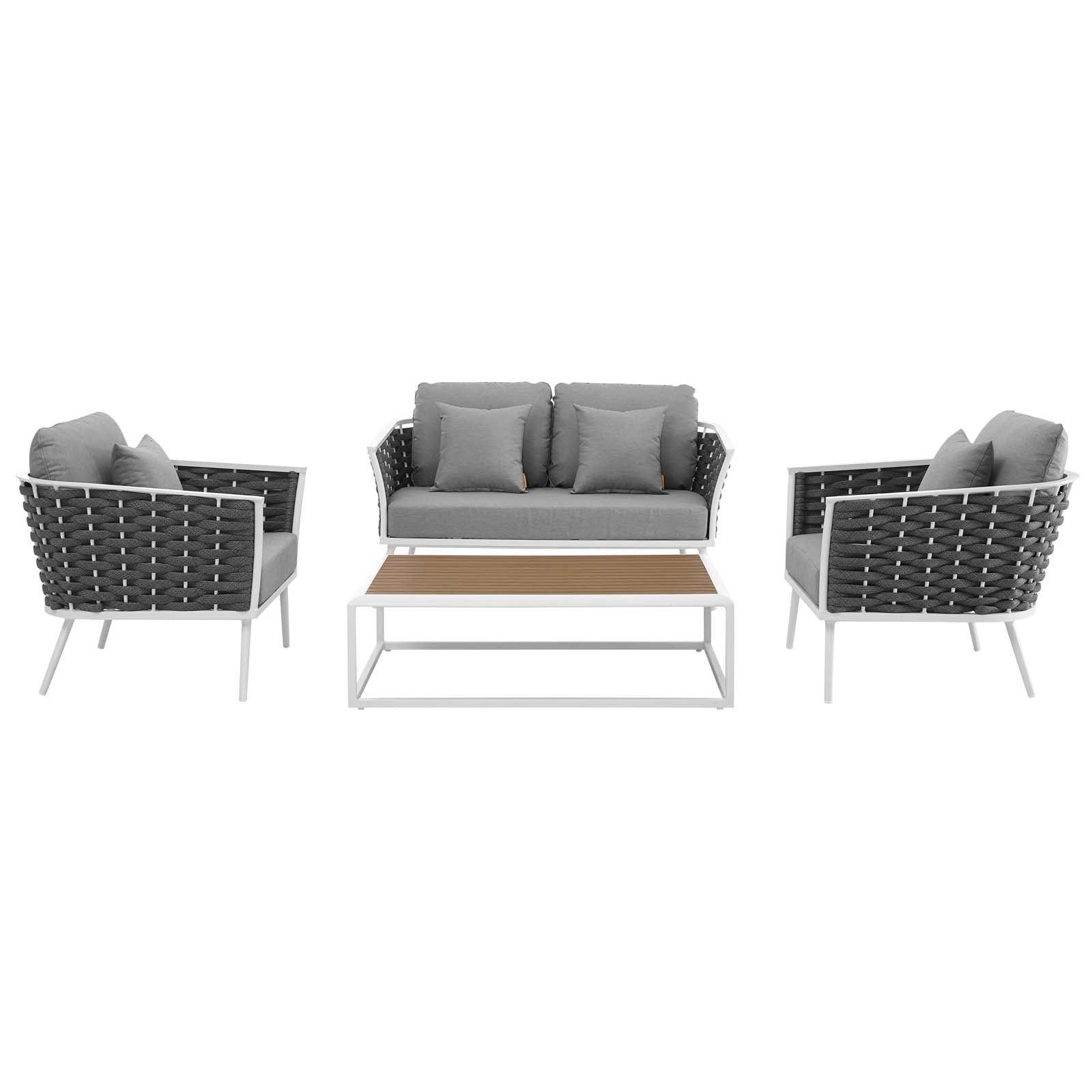 Stance 4 Piece Outdoor Patio Aluminum Sectional Sofa Set