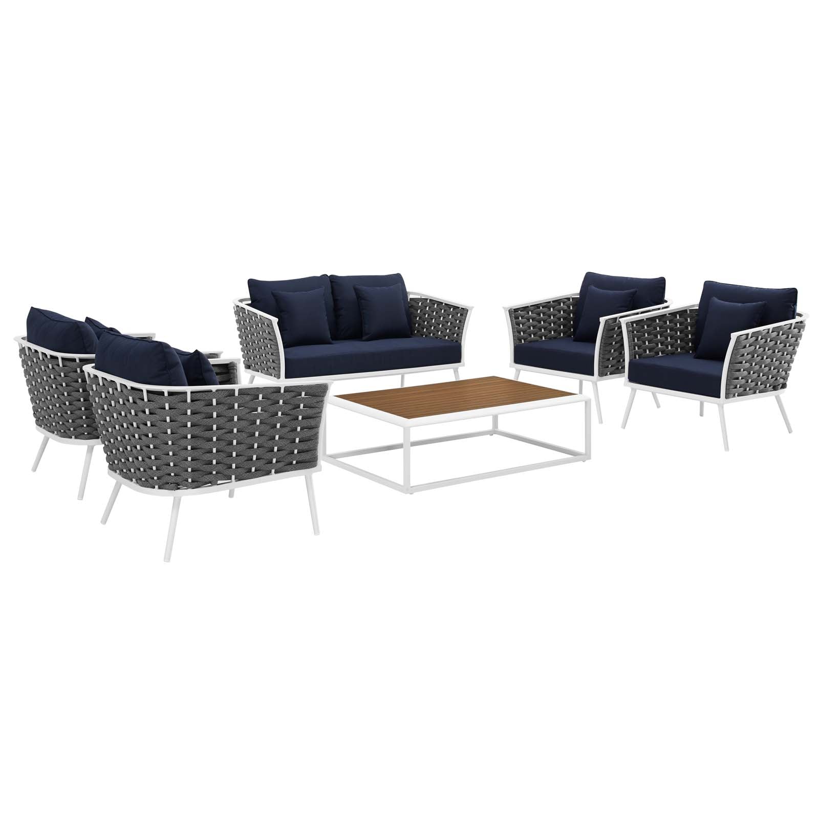 Stance 6 Piece Outdoor Patio Aluminum Sectional Sofa Set - East Shore Modern Home Furnishings