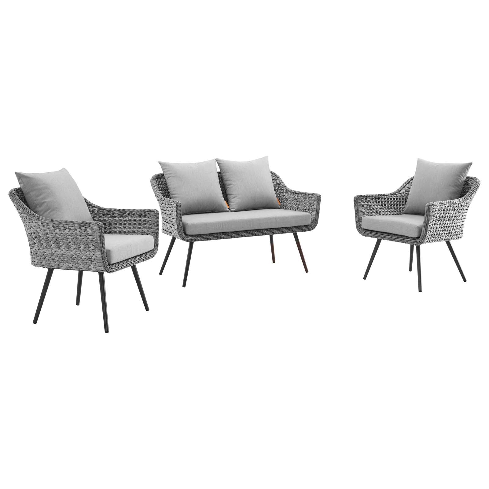 Endeavor 3 Piece Outdoor Patio Wicker Rattan Loveseat and Armchair Set - East Shore Modern Home Furnishings