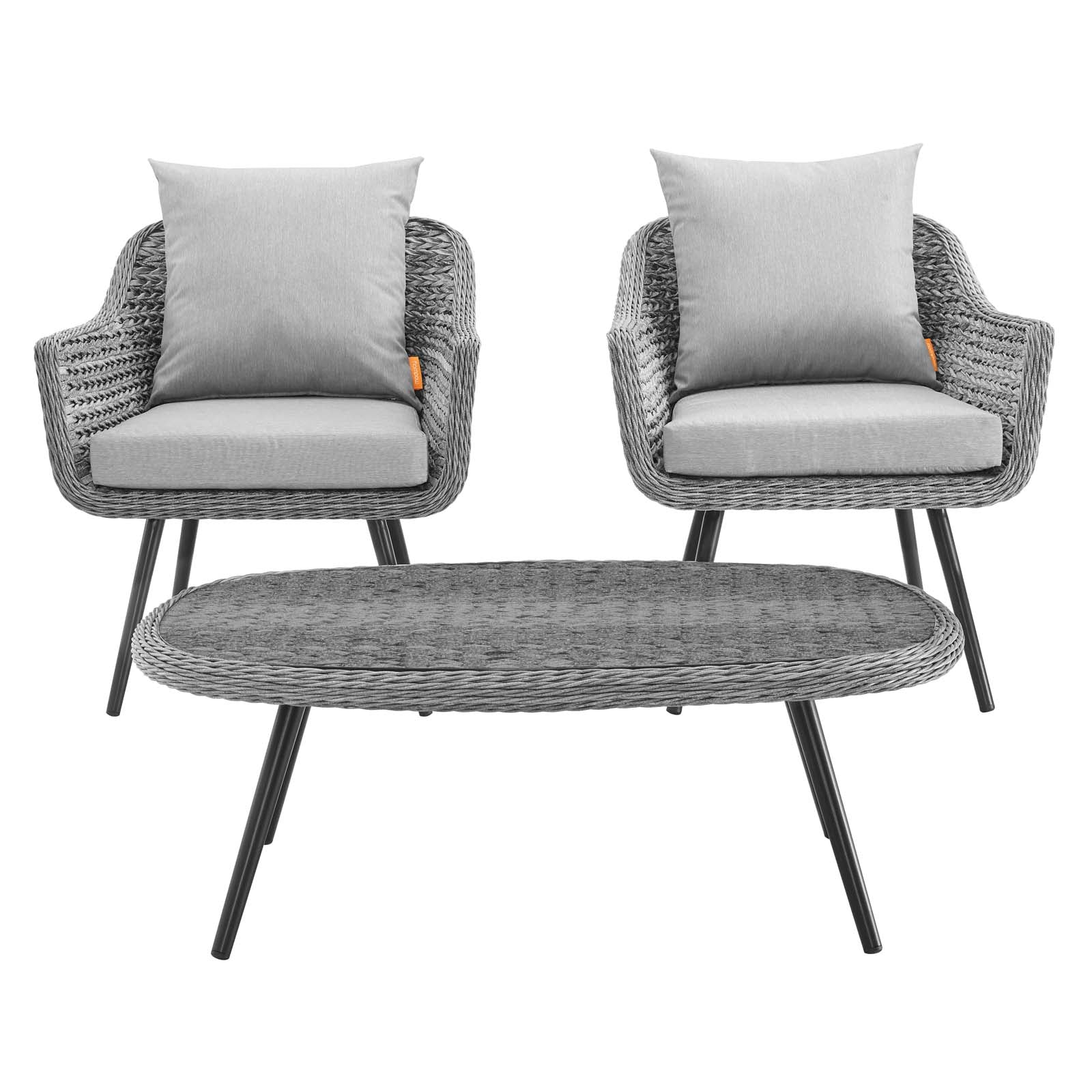 Endeavor 3 Piece Outdoor Patio Wicker Rattan Armchair and Coffee Table Set - East Shore Modern Home Furnishings