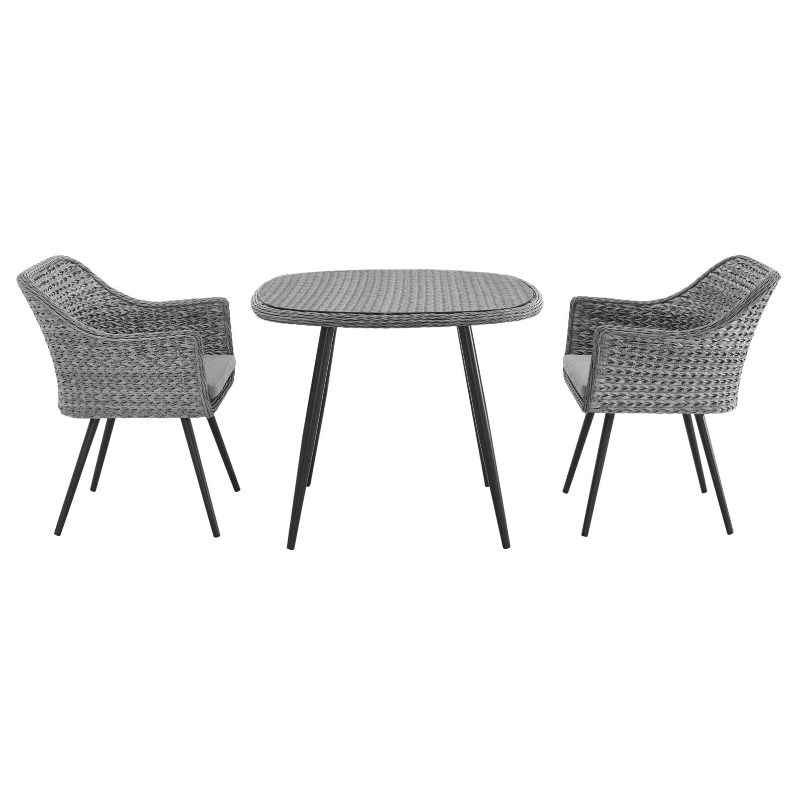 Endeavor 3 Piece Outdoor Patio Wicker Rattan Dining Set - East Shore Modern Home Furnishings