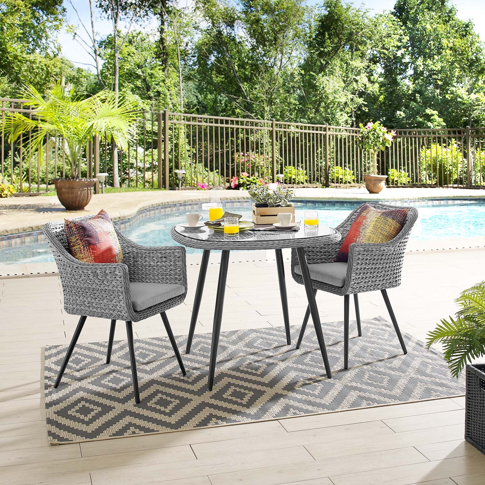 Endeavor 3 Piece Outdoor Patio Wicker Rattan Dining Set - East Shore Modern Home Furnishings