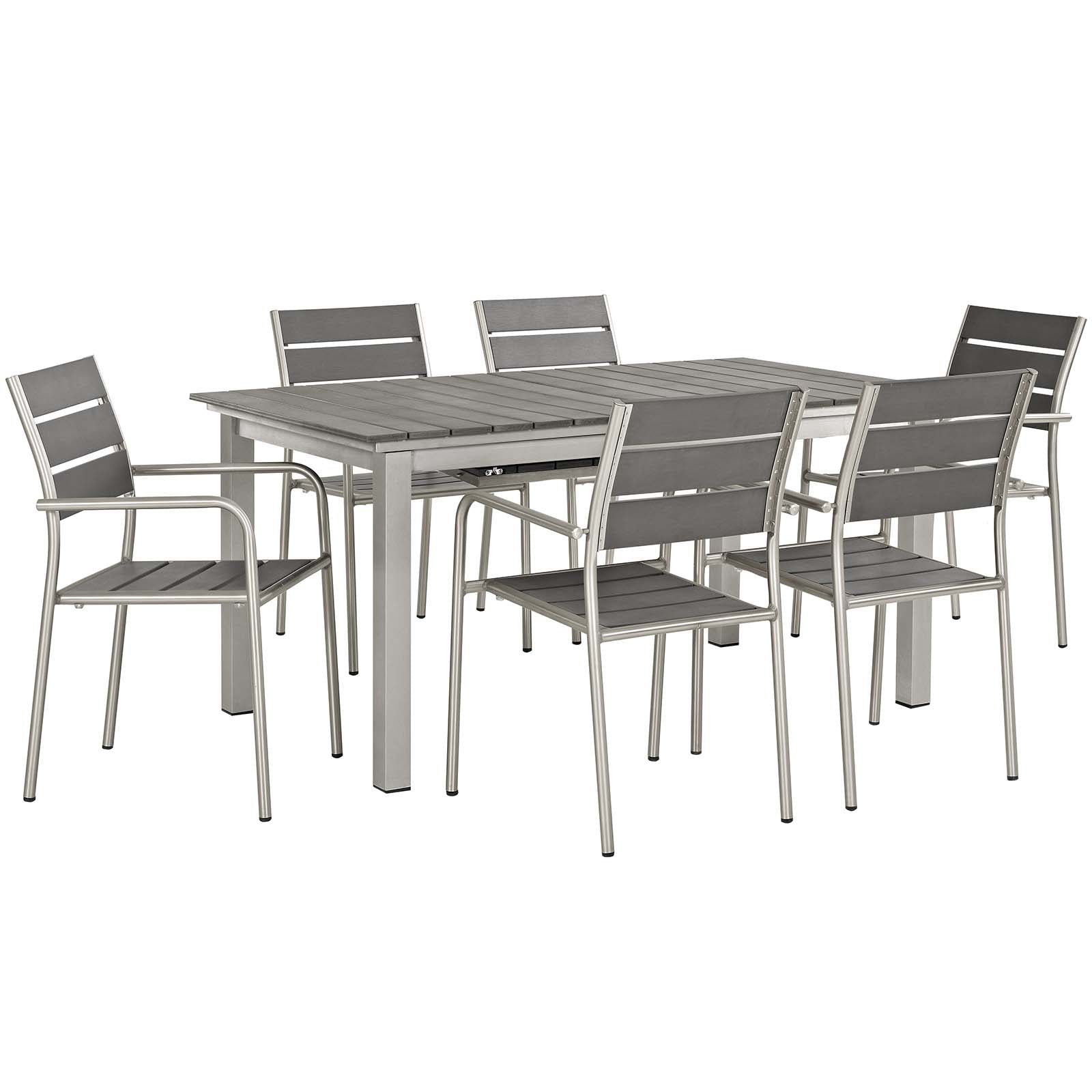 Shore 7 Piece Outdoor Patio Aluminum Outdoor Dining Set