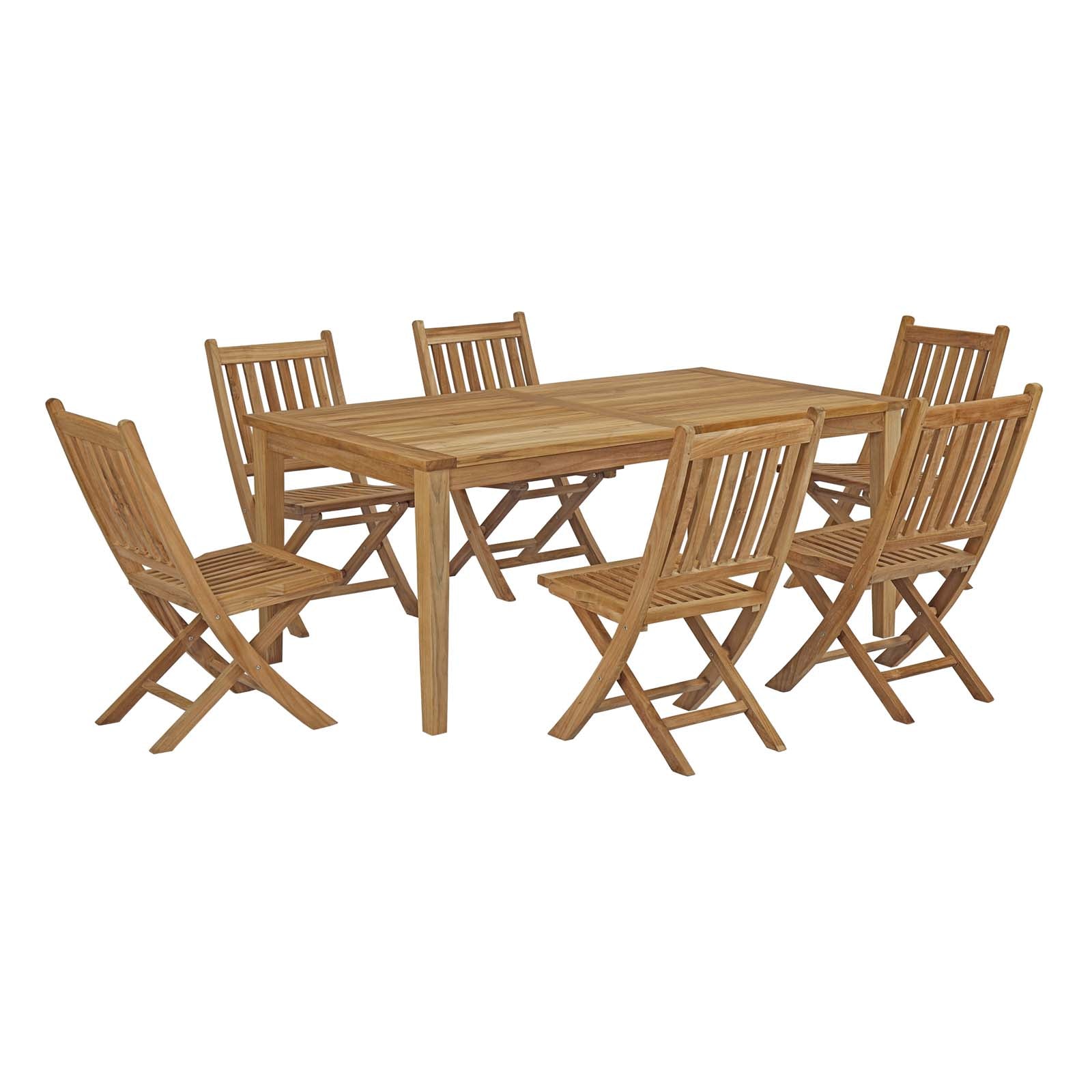 Marina 7 Piece Outdoor Patio Teak Outdoor Dining Set - East Shore Modern Home Furnishings