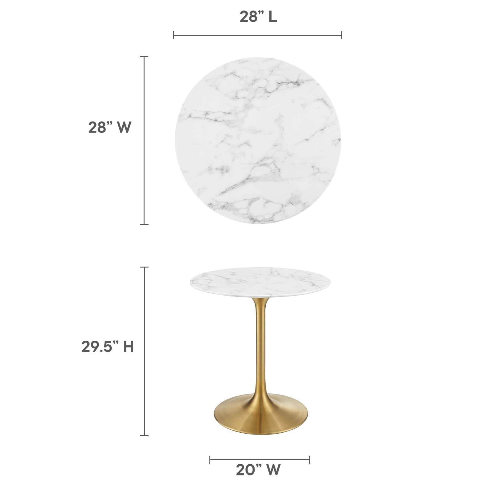 Lippa 28" Round Artificial Marble Dining Table