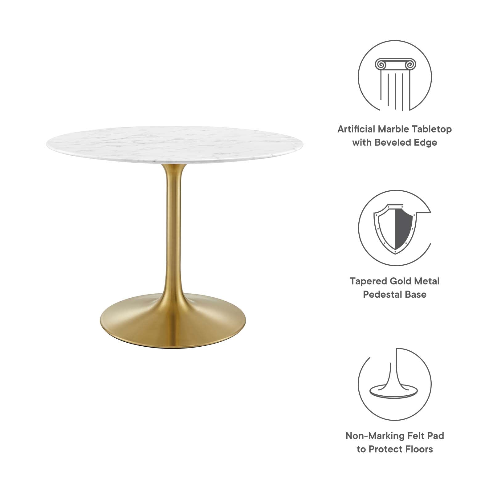 Lippa 40" Round Artificial Marble Dining Table - East Shore Modern Home Furnishings